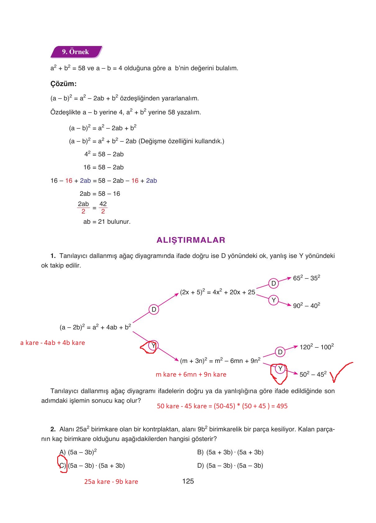 8. Sınıf Ada Yayıncılık Matematik Ders Kitabı Sayfa 125 Cevapları
