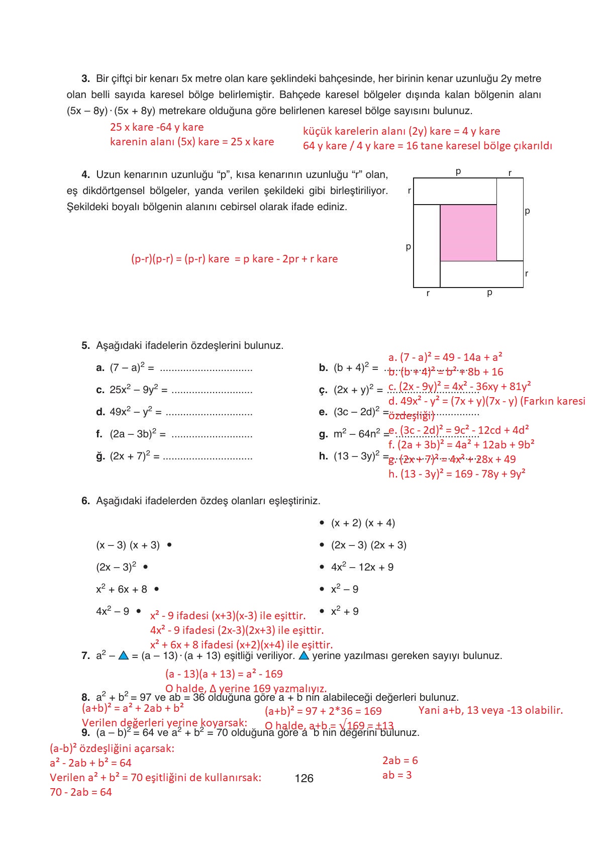 8. Sınıf Ada Yayıncılık Matematik Ders Kitabı Sayfa 126 Cevapları