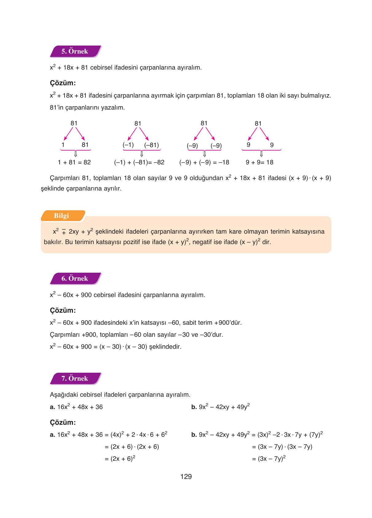 8. Sınıf Ada Yayıncılık Matematik Ders Kitabı Sayfa 129 Cevapları