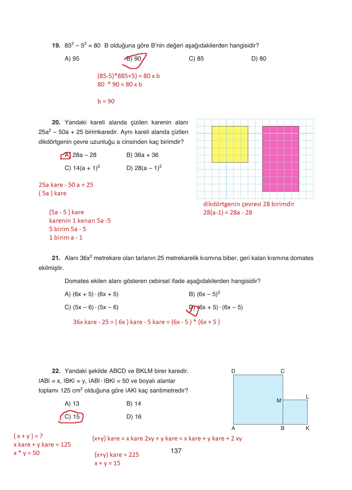 8. Sınıf Ada Yayıncılık Matematik Ders Kitabı Sayfa 137 Cevapları