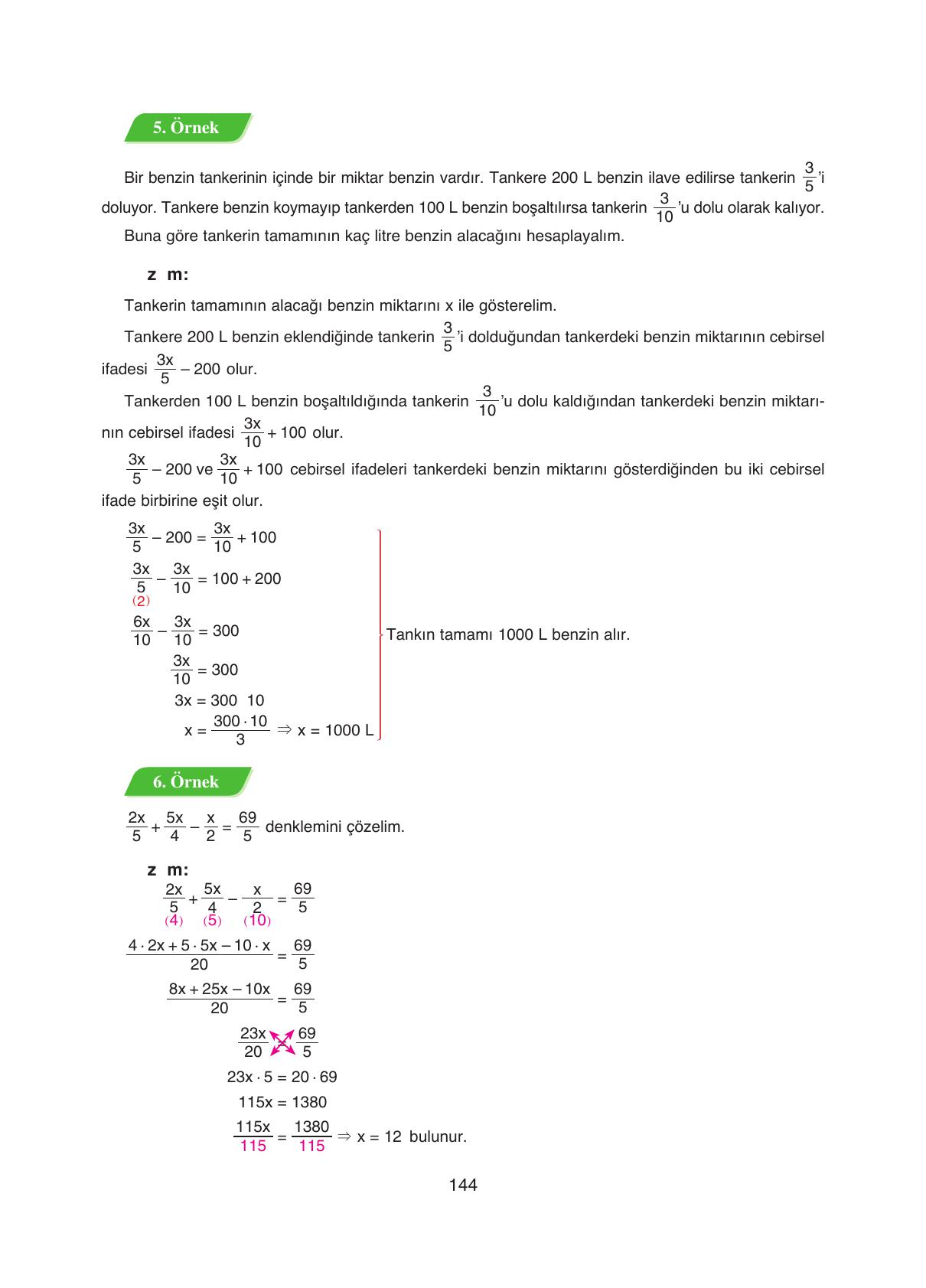 8. Sınıf Ada Yayıncılık Matematik Ders Kitabı Sayfa 144 Cevapları