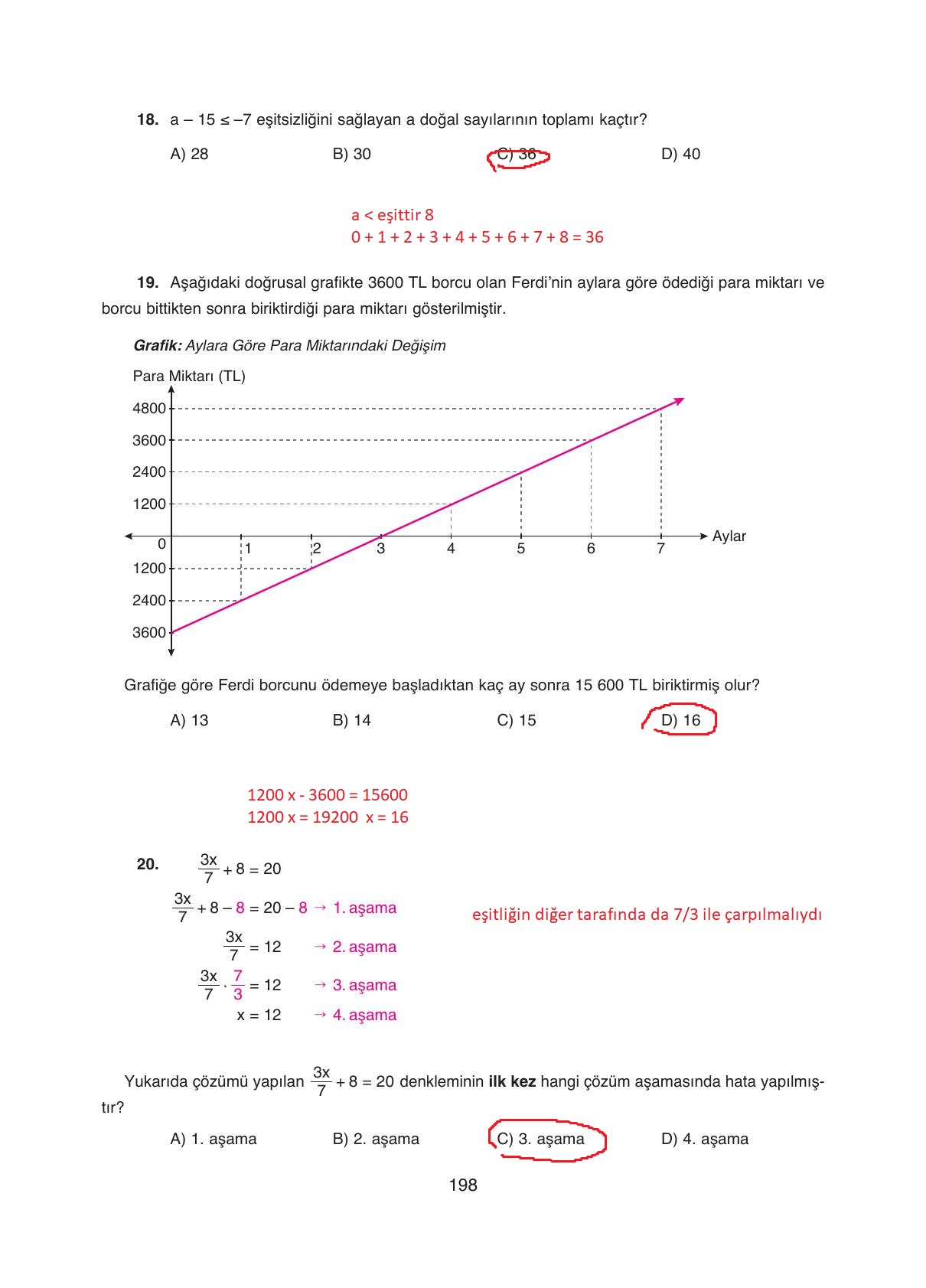 8. Sınıf Ada Yayıncılık Matematik Ders Kitabı Sayfa 198 Cevapları 8. Sınıf Ada Yayıncılık Matematik Ders Kitabı Sayfa 198 Cevapları