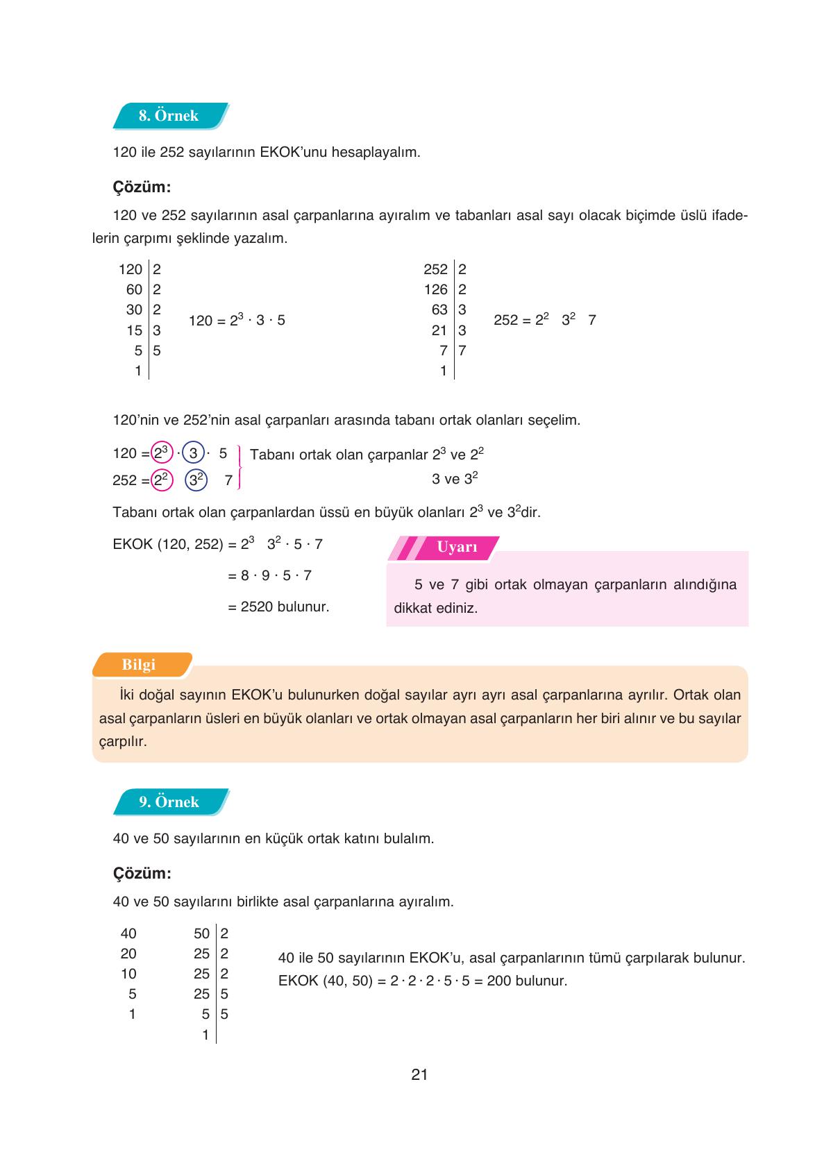 8. Sınıf Ada Yayıncılık Matematik Ders Kitabı Sayfa 21 Cevapları
