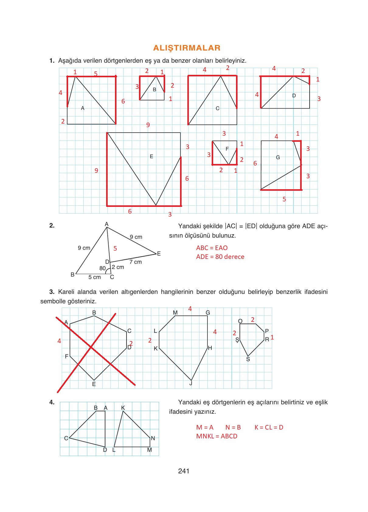 8. Sınıf Ada Yayıncılık Matematik Ders Kitabı Sayfa 241 Cevapları