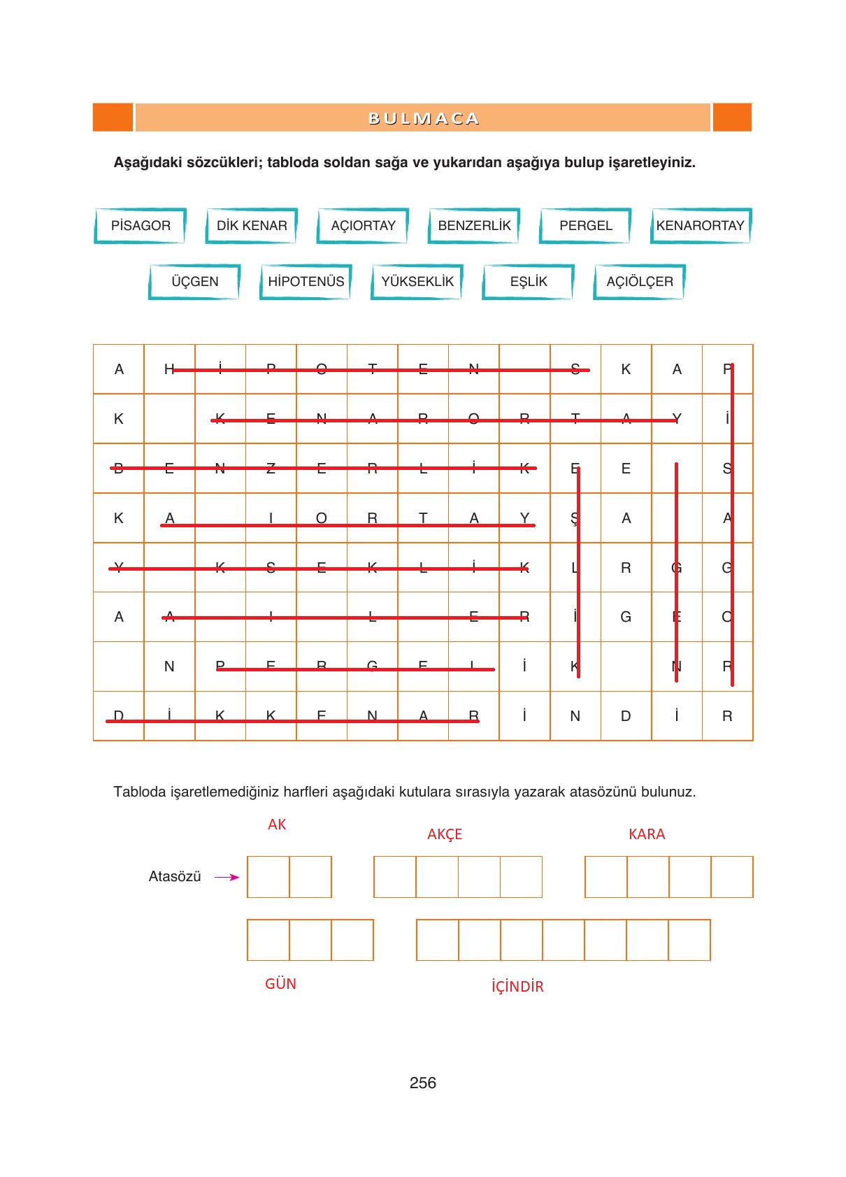8. Sınıf Ada Yayıncılık Matematik Ders Kitabı Sayfa 256 Cevapları