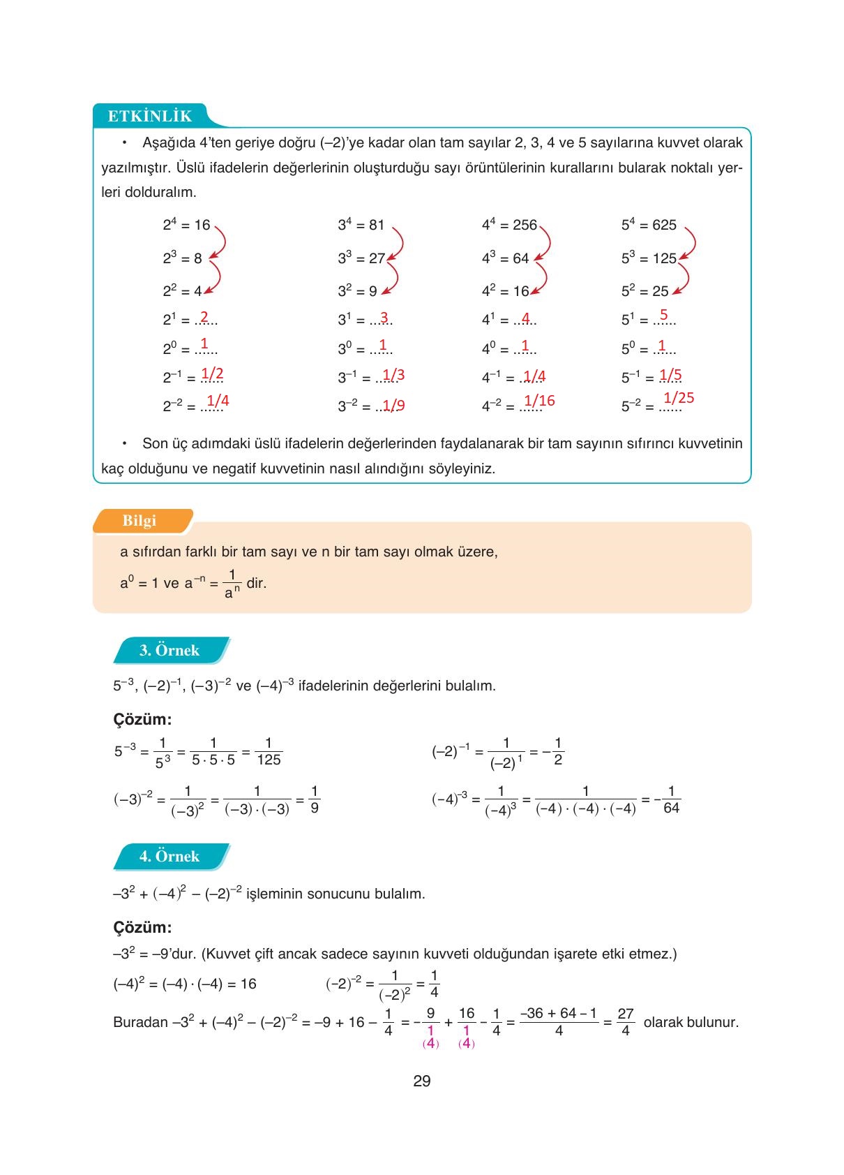 8. Sınıf Ada Yayıncılık Matematik Ders Kitabı Sayfa 29 Cevapları
