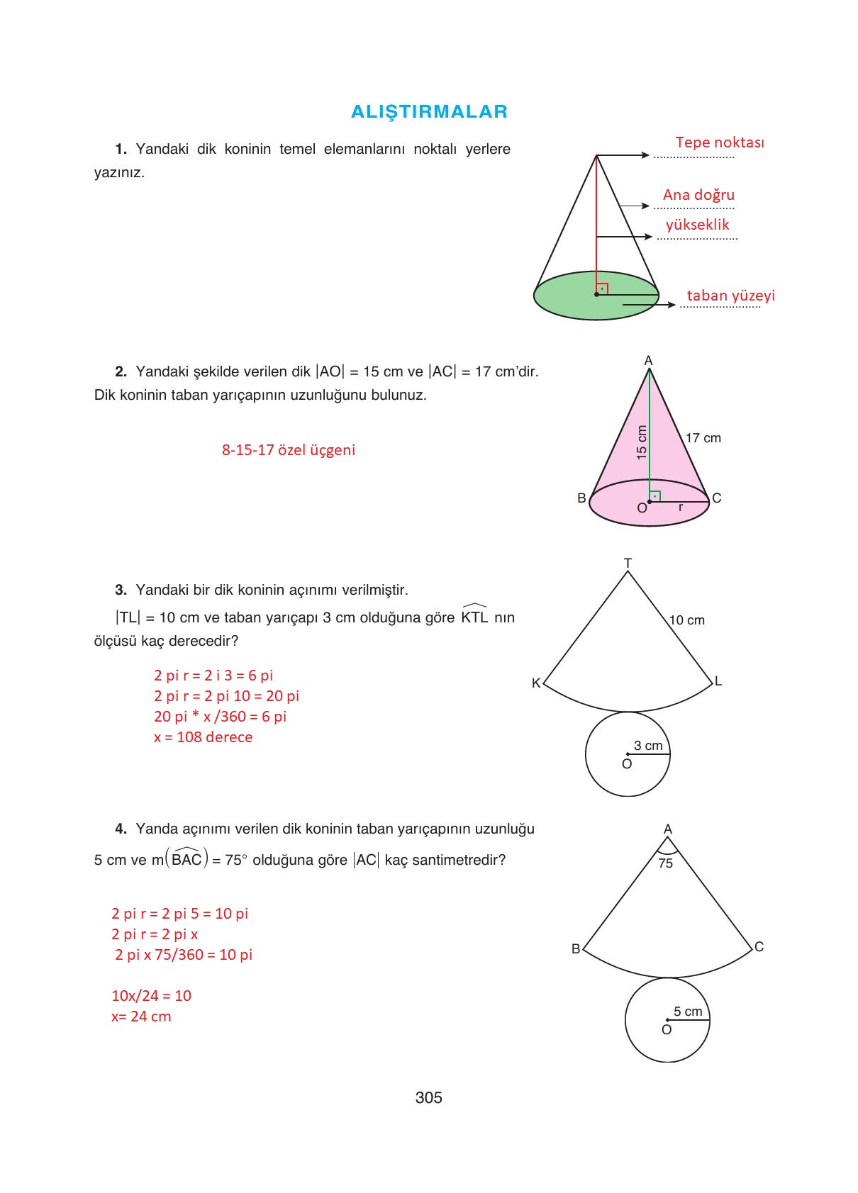 8. Sınıf Ada Yayıncılık Matematik Ders Kitabı Sayfa 305 Cevapları 8. Sınıf Ada Yayıncılık Matematik Ders Kitabı Sayfa 305 Cevapları