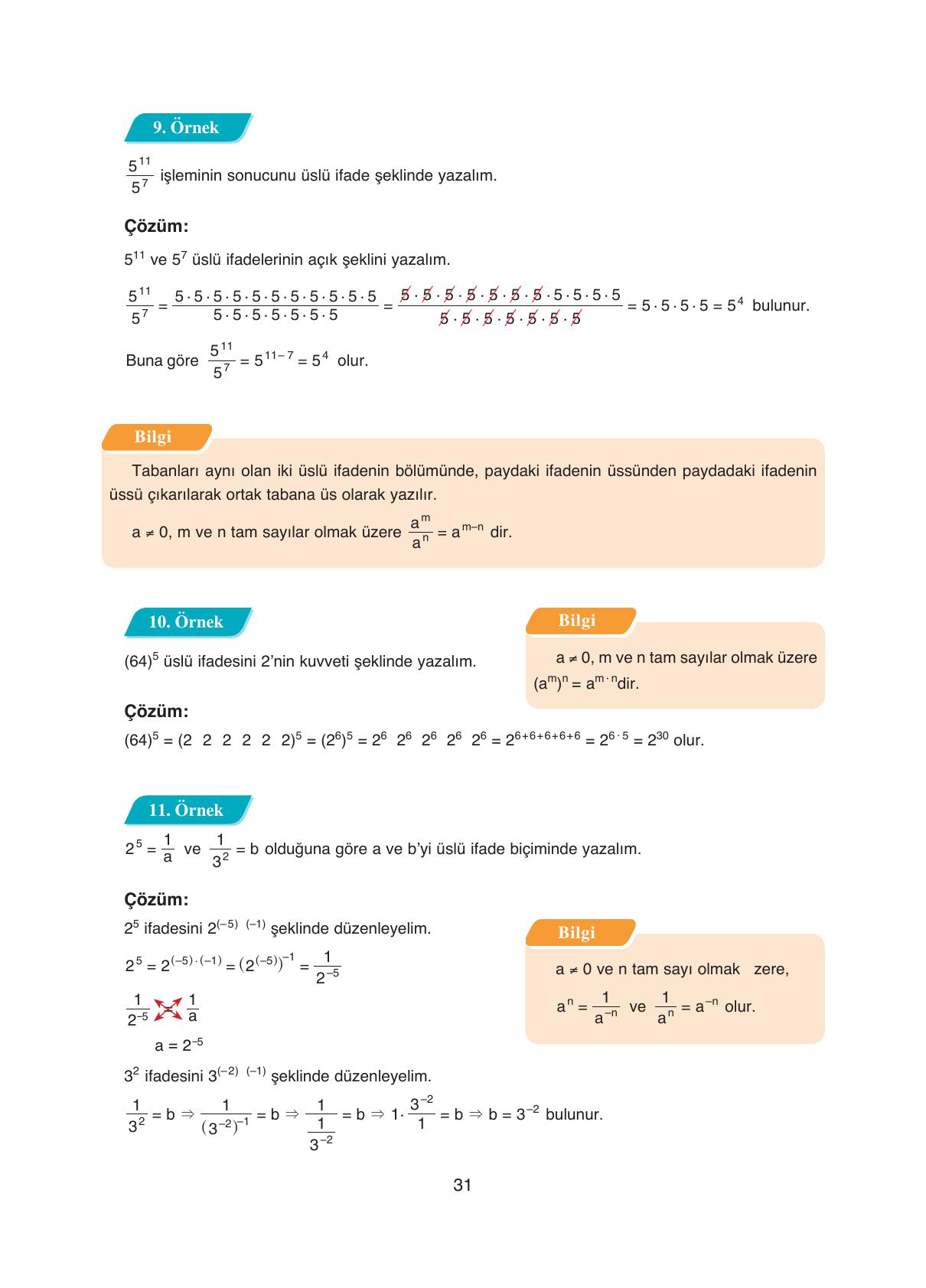 8. Sınıf Ada Yayıncılık Matematik Ders Kitabı Sayfa 31 Cevapları