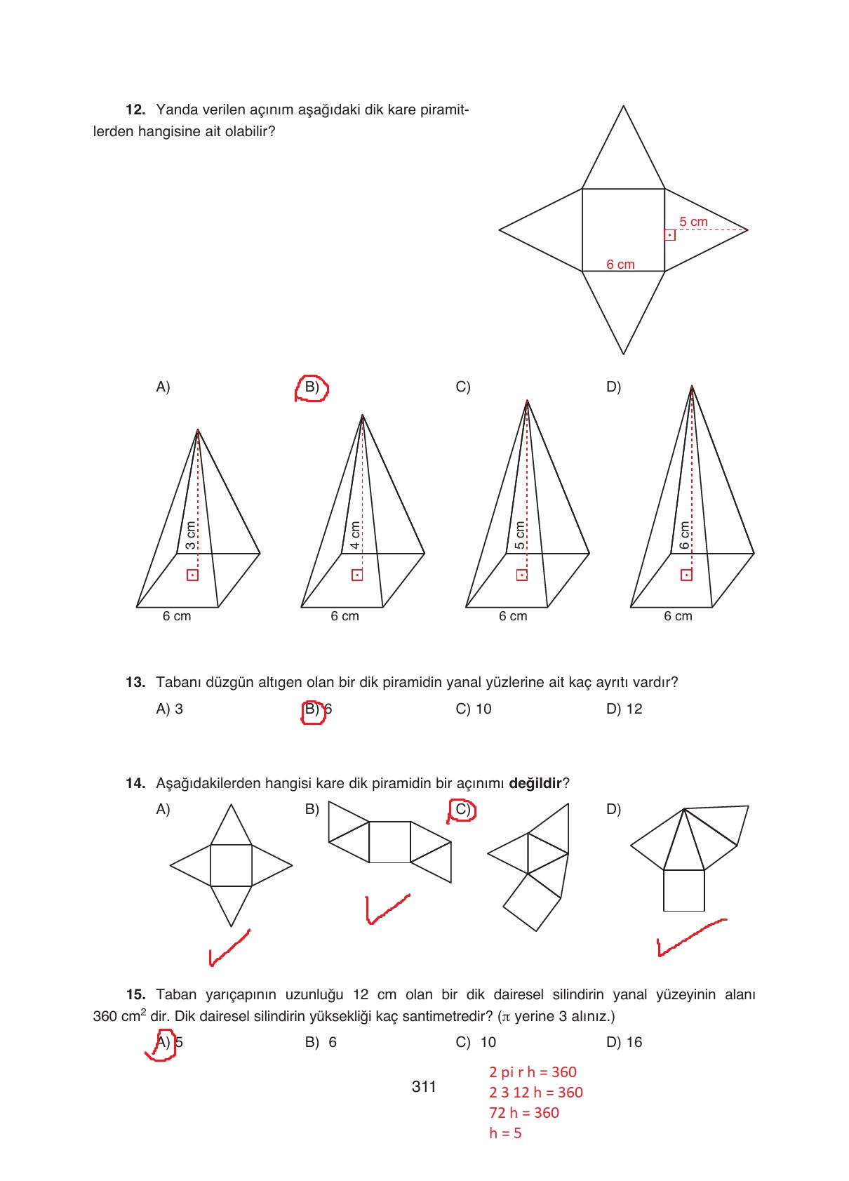 8. Sınıf Ada Yayıncılık Matematik Ders Kitabı Sayfa 311 Cevapları