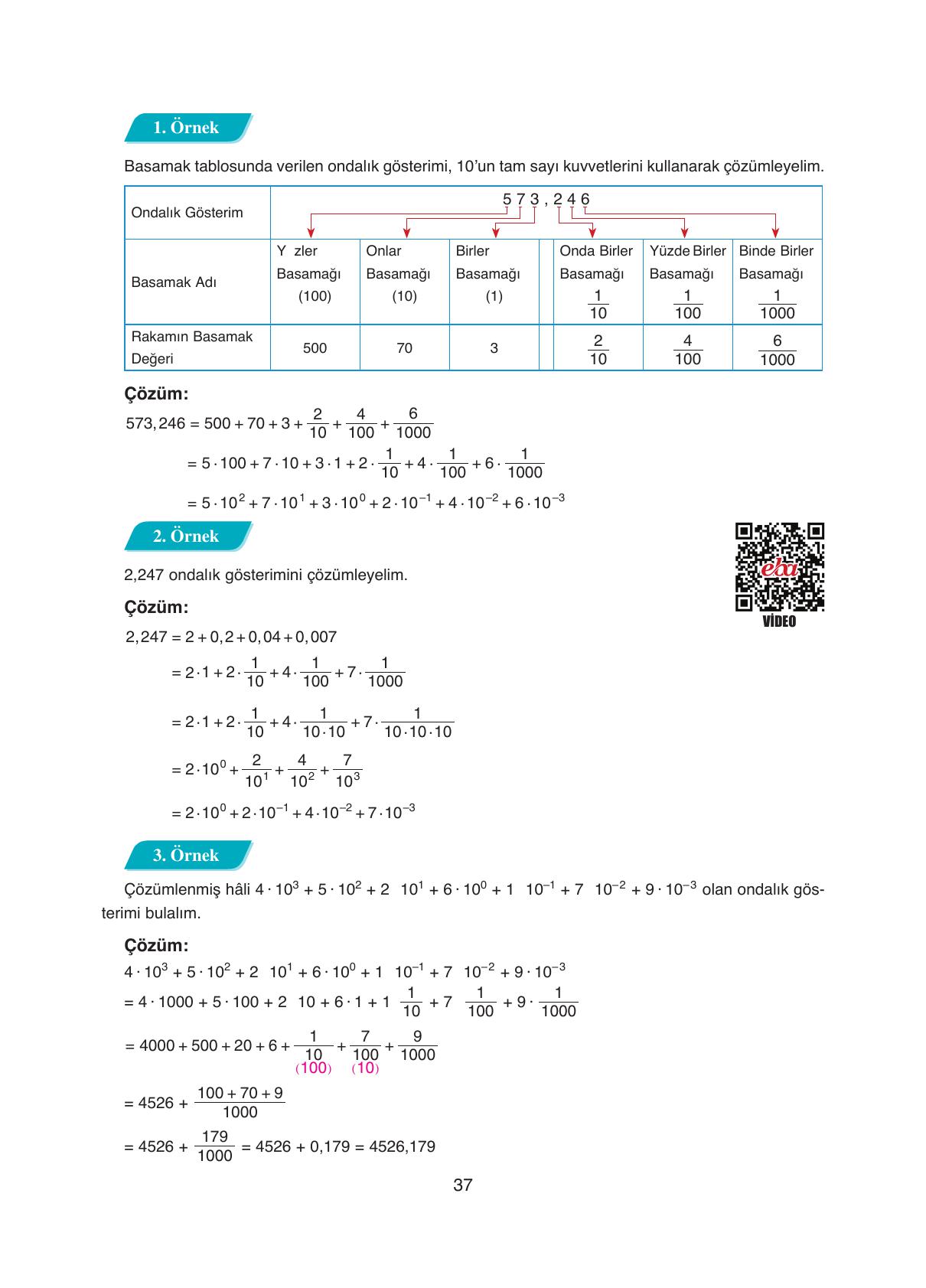 8. Sınıf Ada Yayıncılık Matematik Ders Kitabı Sayfa 37 Cevapları