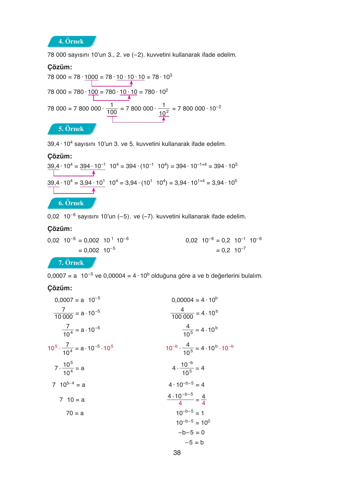 8. Sınıf Ada Yayıncılık Matematik Ders Kitabı Sayfa 38 Cevapları