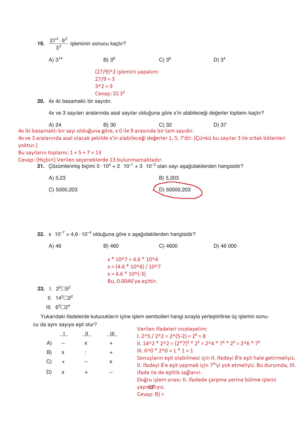 8. Sınıf Ada Yayıncılık Matematik Ders Kitabı Sayfa 47 Cevapları