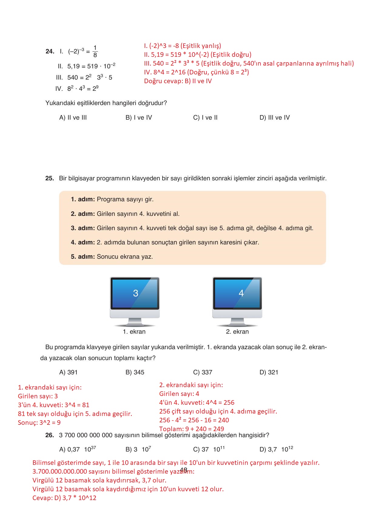 8. Sınıf Ada Yayıncılık Matematik Ders Kitabı Sayfa 48 Cevapları 8. Sınıf Ada Yayıncılık Matematik Ders Kitabı Sayfa 48 Cevapları