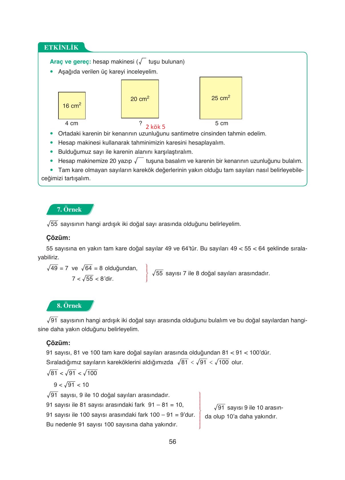 8. Sınıf Ada Yayıncılık Matematik Ders Kitabı Sayfa 56 Cevapları