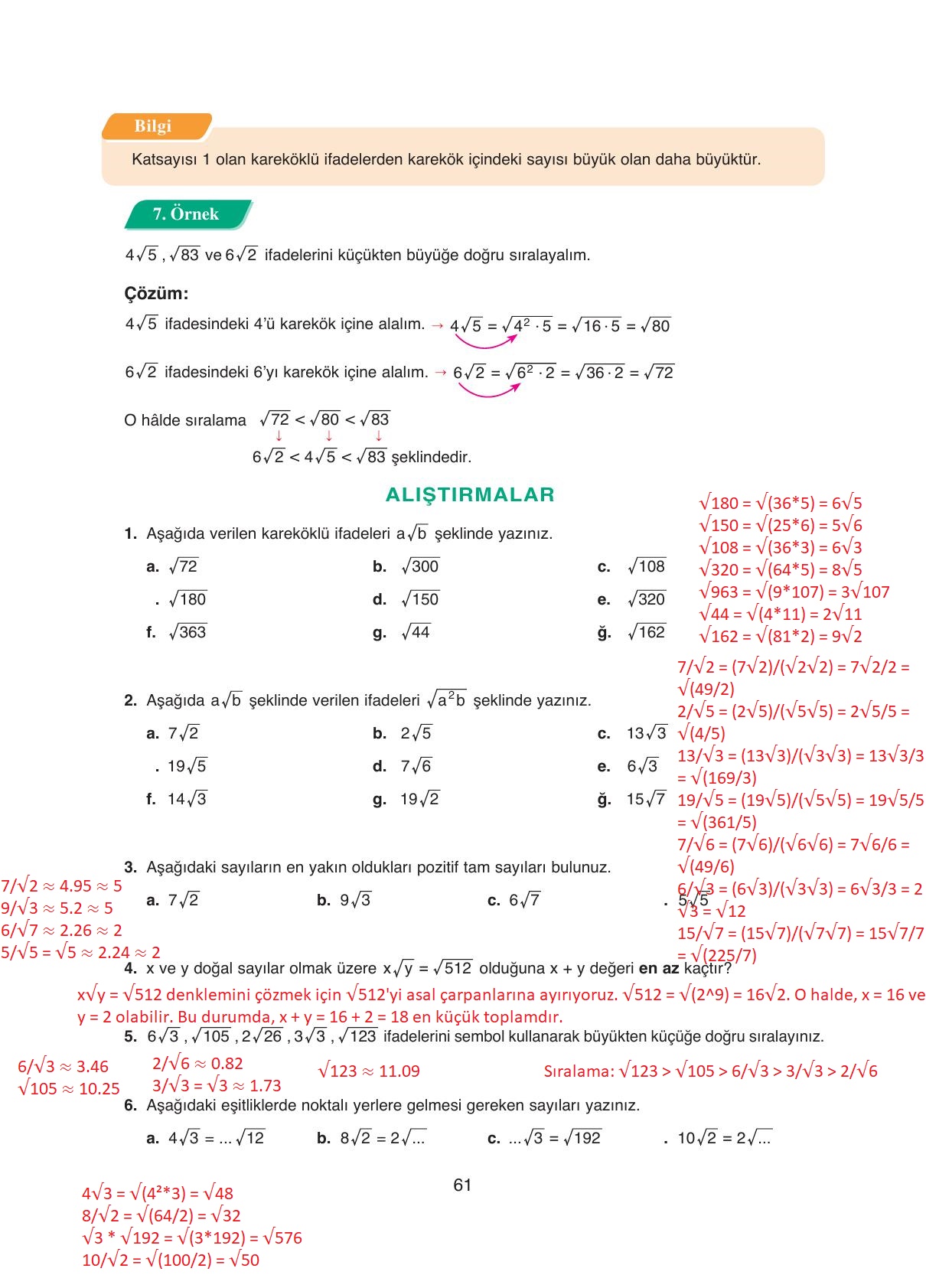 8. Sınıf Ada Yayıncılık Matematik Ders Kitabı Sayfa 61 Cevapları