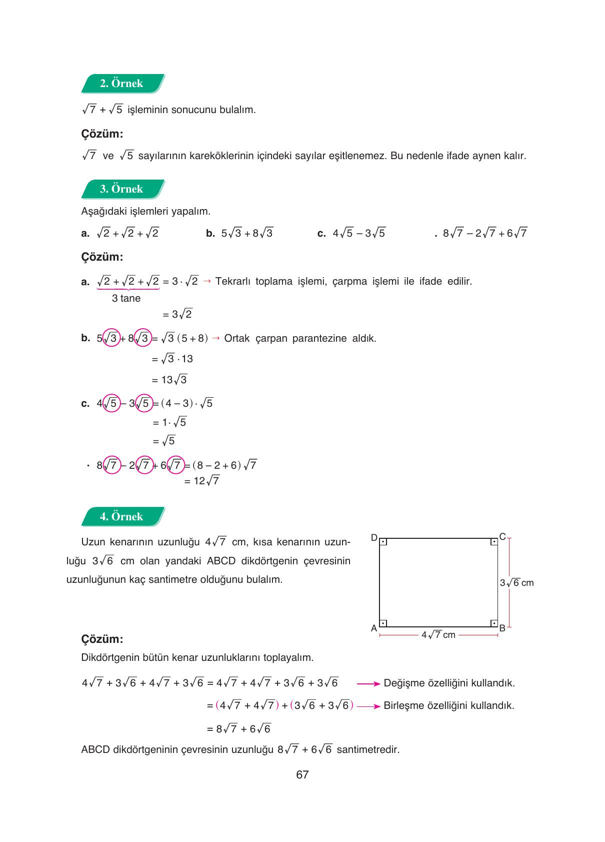 8. Sınıf Ada Yayıncılık Matematik Ders Kitabı Sayfa 67 Cevapları