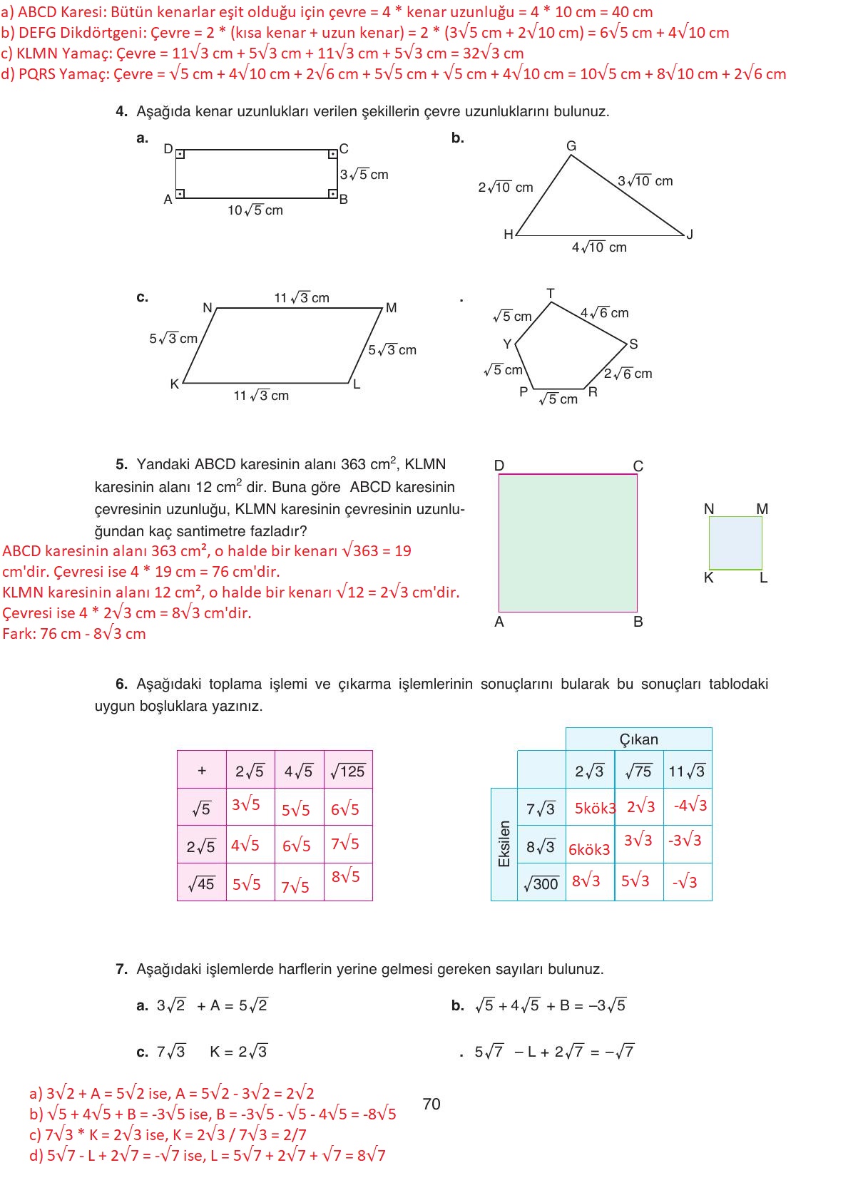 8. Sınıf Ada Yayıncılık Matematik Ders Kitabı Sayfa 70 Cevapları 8. Sınıf Ada Yayıncılık Matematik Ders Kitabı Sayfa 70 Cevapları
