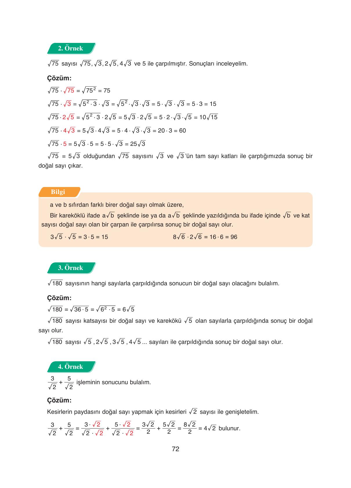 8. Sınıf Ada Yayıncılık Matematik Ders Kitabı Sayfa 72 Cevapları