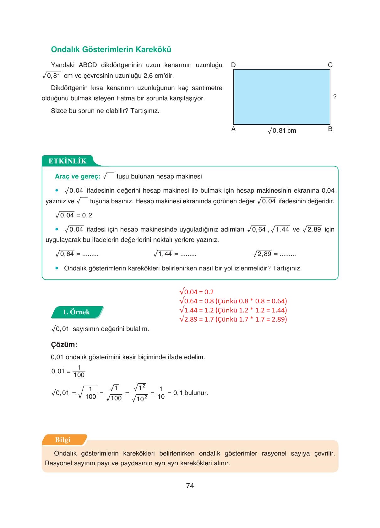 8. Sınıf Ada Yayıncılık Matematik Ders Kitabı Sayfa 74 Cevapları