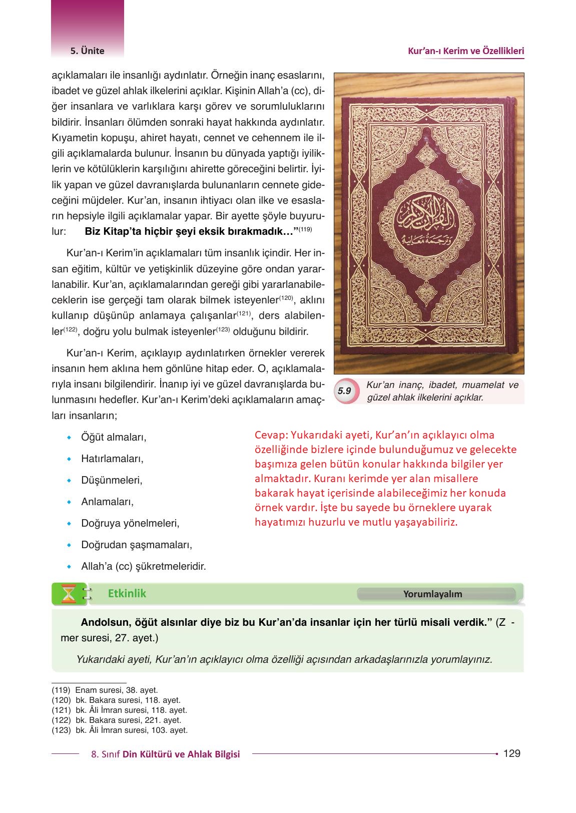 8. Sınıf Gezegen Yayıncılık Din Kültürü Ve Ahlak Bilgisi Ders Kitabı Sayfa 129 Cevapları 8. Sınıf Gezegen Yayıncılık Din Kültürü Ve Ahlak Bilgisi Ders Kitabı Sayfa 129 Cevapları