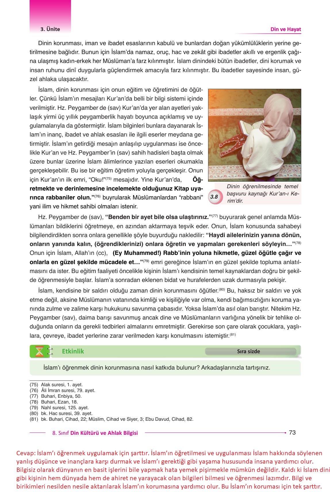 8. Sınıf Gezegen Yayıncılık Din Kültürü Ve Ahlak Bilgisi Ders Kitabı Sayfa 73 Cevapları 8. Sınıf Gezegen Yayıncılık Din Kültürü Ve Ahlak Bilgisi Ders Kitabı Sayfa 73 Cevapları