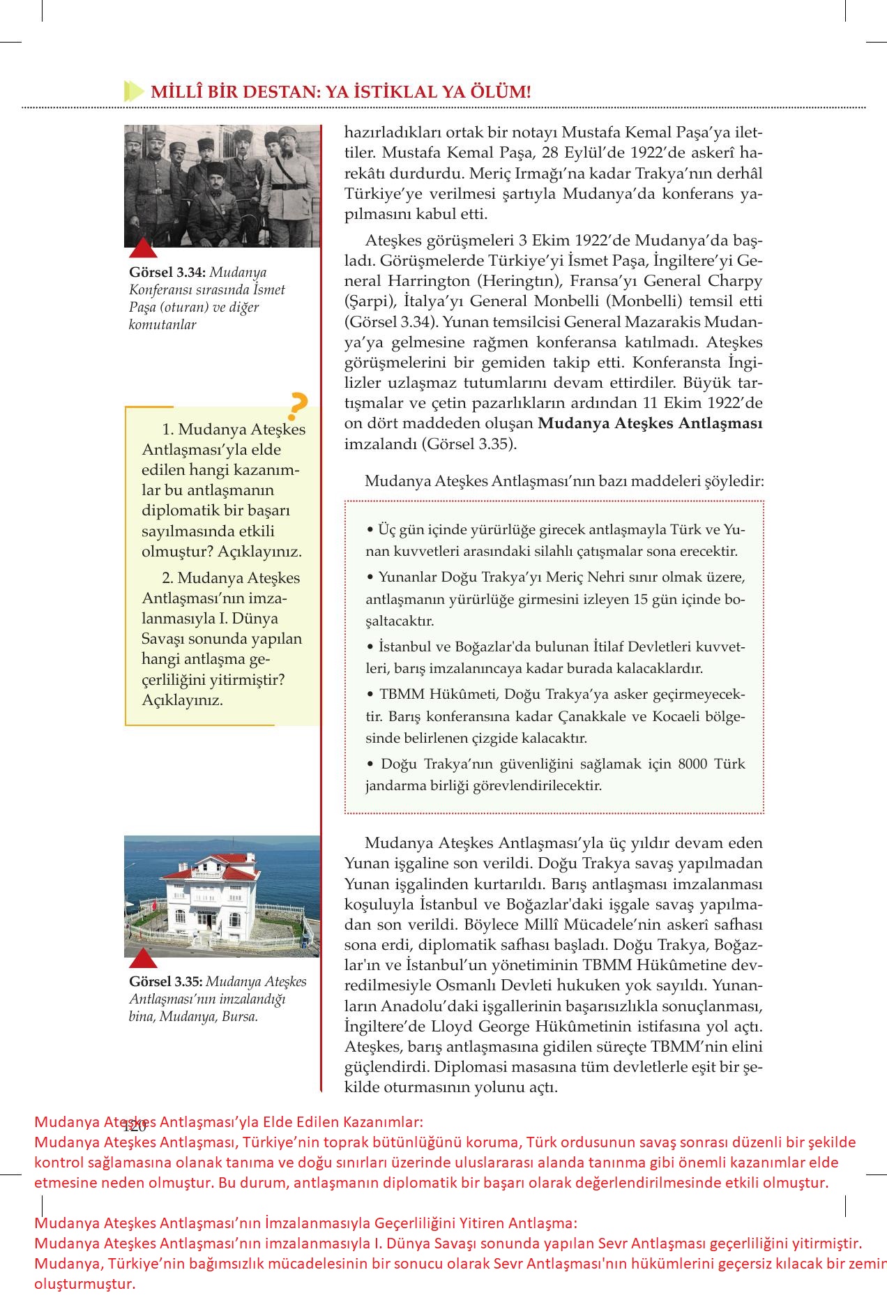 8. Sınıf Meb Yayınları İnkılap Tarihi Ve Atatürkçülük Ders Kitabı Sayfa 120 Cevapları