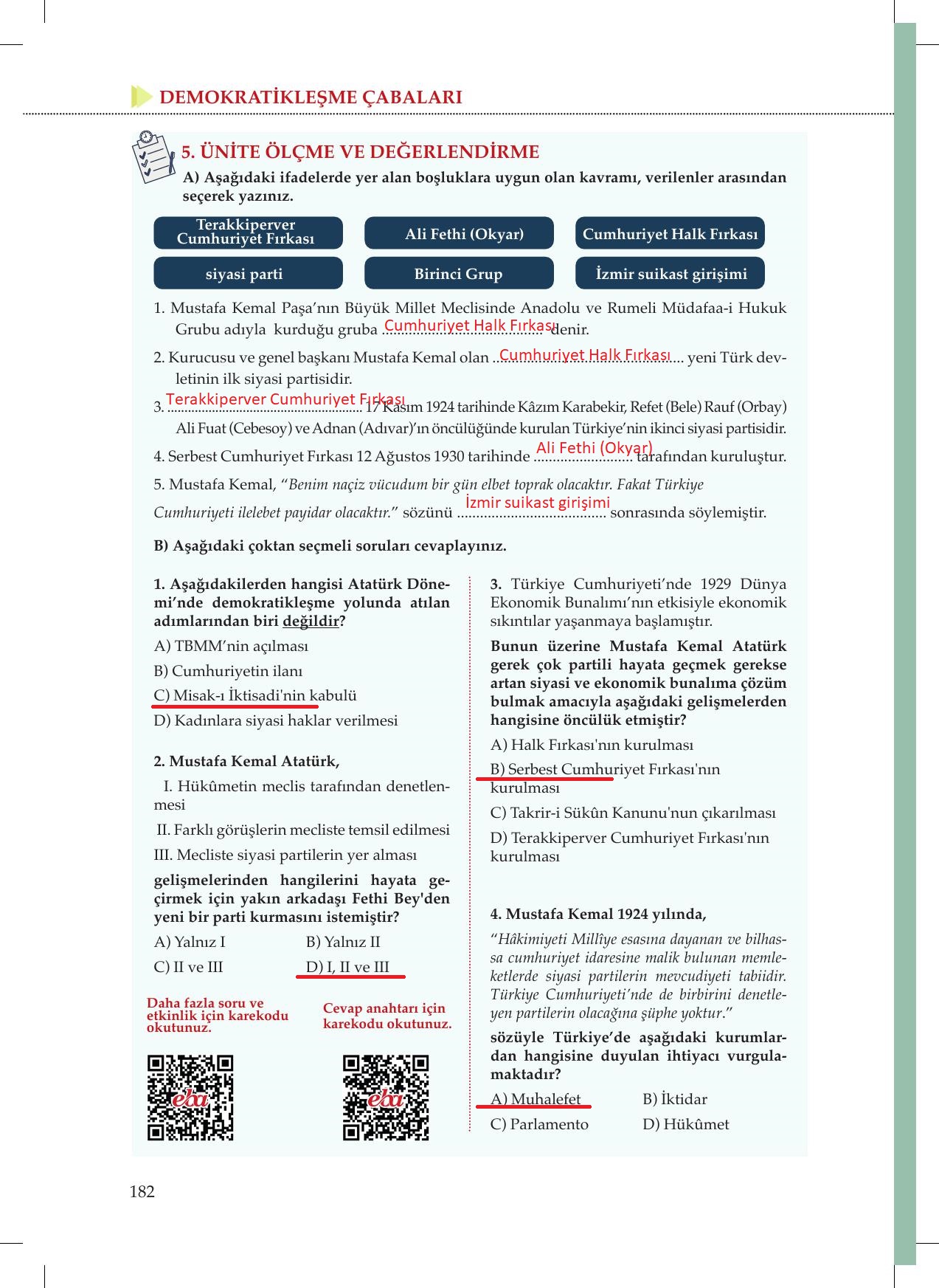 8. Sınıf Meb Yayınları İnkılap Tarihi Ve Atatürkçülük Ders Kitabı Sayfa 182 Cevapları 8. Sınıf Meb Yayınları İnkılap Tarihi Ve Atatürkçülük Ders Kitabı Sayfa 182 Cevapları