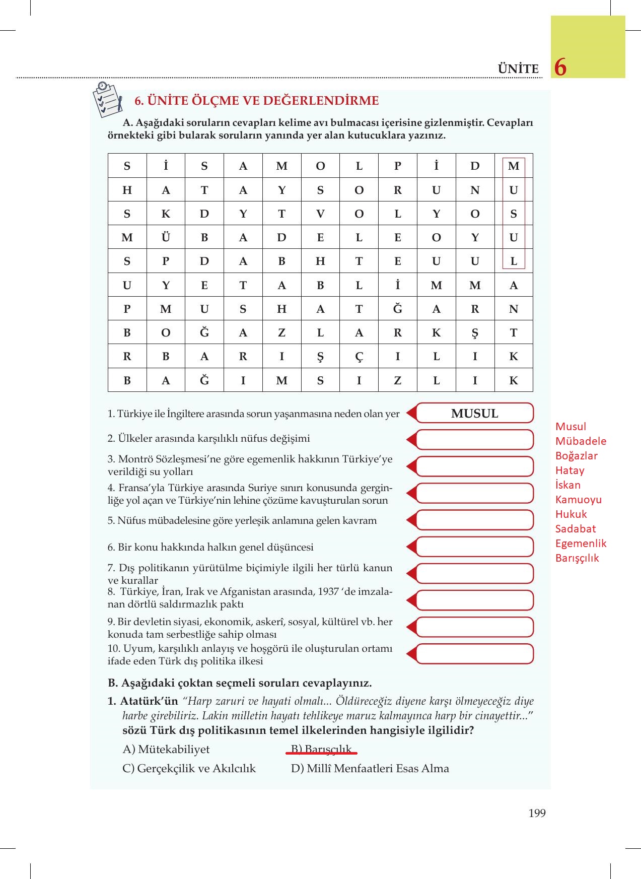 8. Sınıf Meb Yayınları İnkılap Tarihi Ve Atatürkçülük Ders Kitabı Sayfa 199 Cevapları