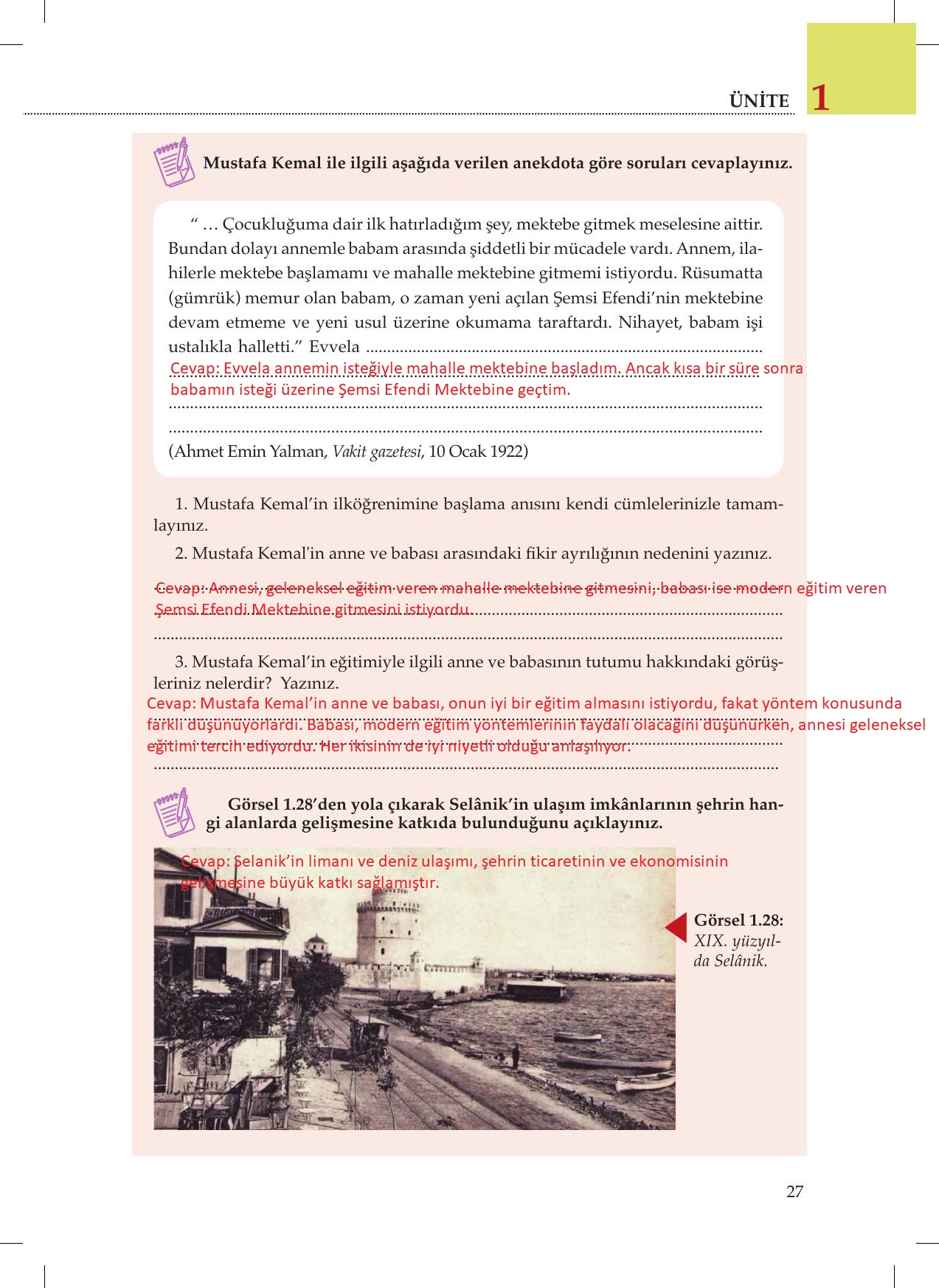 8. Sınıf Meb Yayınları İnkılap Tarihi Ve Atatürkçülük Ders Kitabı Sayfa 27 Cevapları 8. Sınıf Meb Yayınları İnkılap Tarihi Ve Atatürkçülük Ders Kitabı Sayfa 27 Cevapları