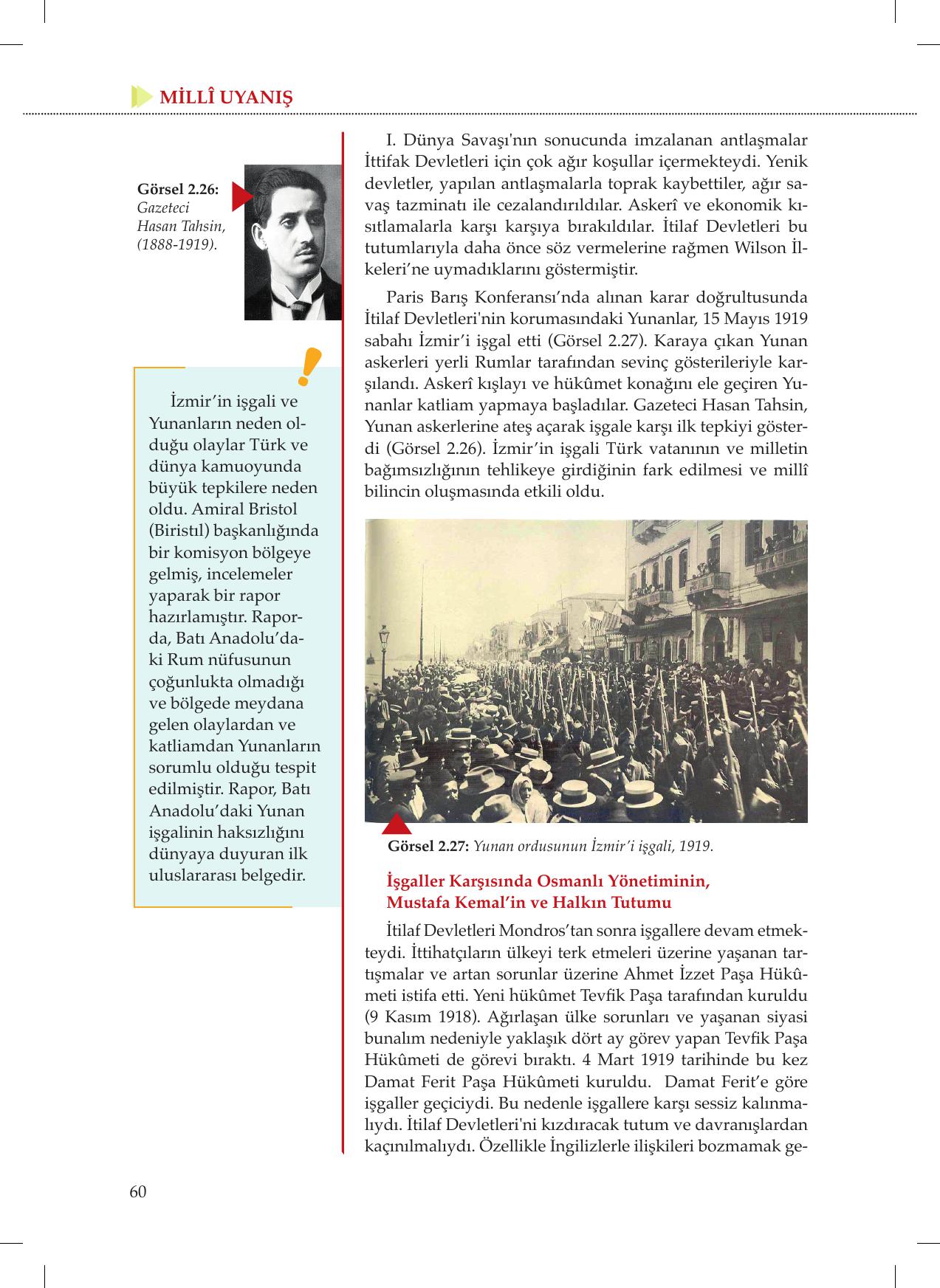 8. Sınıf Meb Yayınları İnkılap Tarihi Ve Atatürkçülük Ders Kitabı Sayfa 60 Cevapları