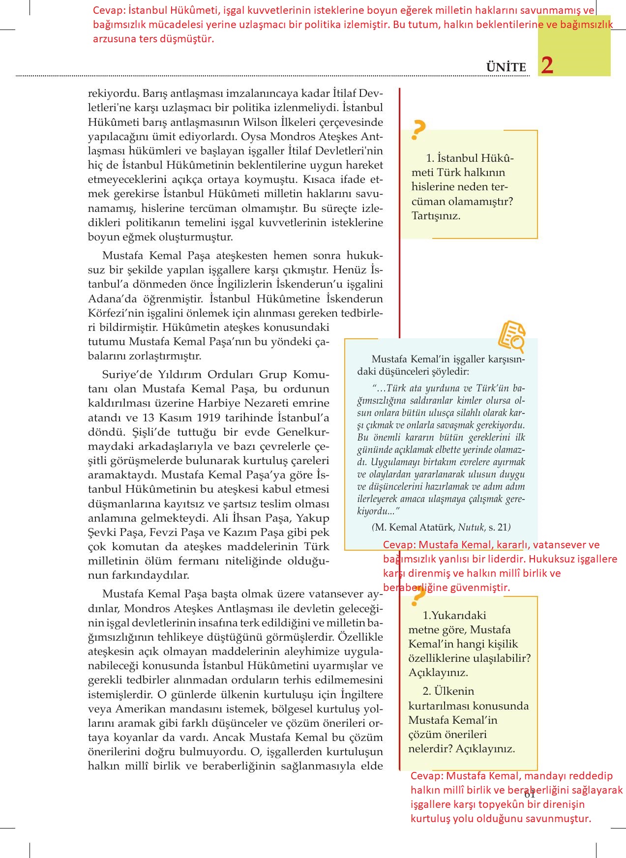 8. Sınıf Meb Yayınları İnkılap Tarihi Ve Atatürkçülük Ders Kitabı Sayfa 61 Cevapları 8. Sınıf Meb Yayınları İnkılap Tarihi Ve Atatürkçülük Ders Kitabı Sayfa 61 Cevapları