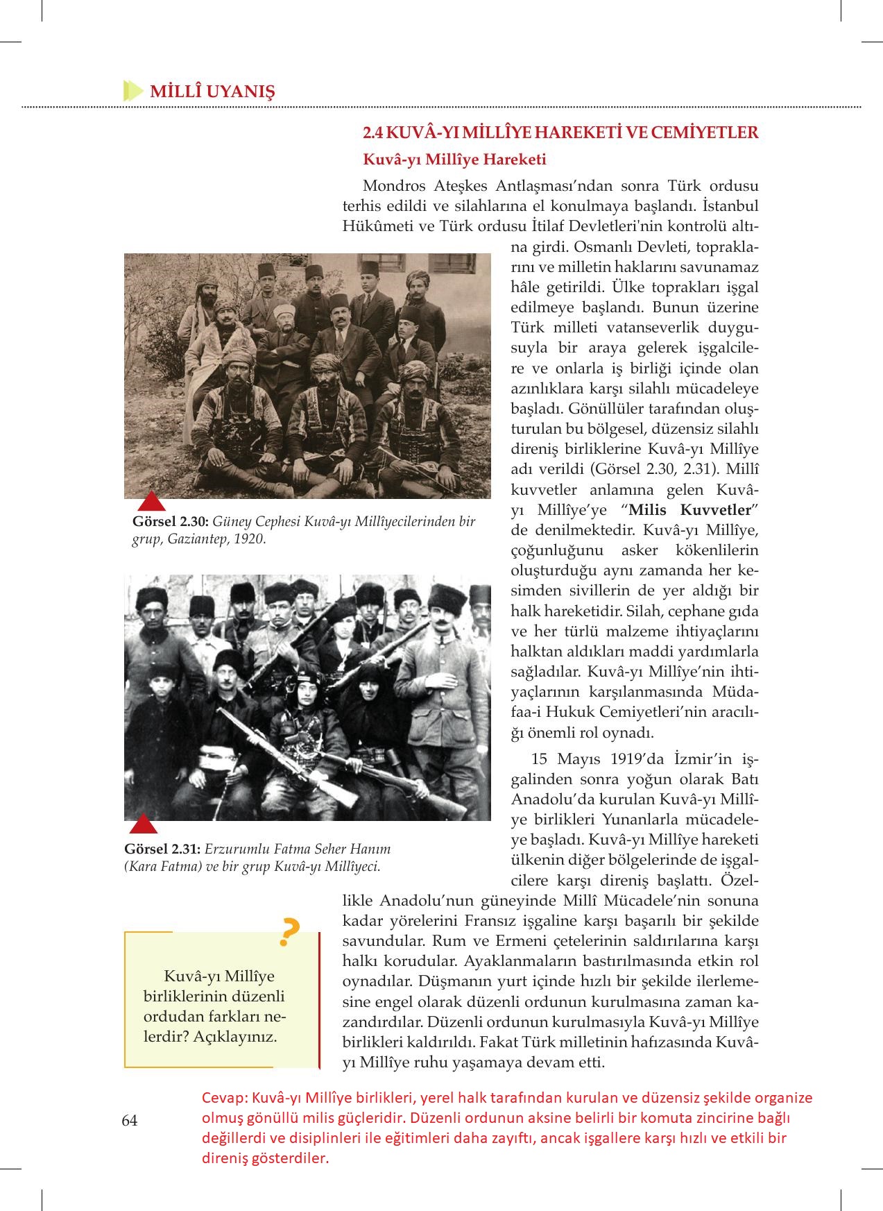 8. Sınıf Meb Yayınları İnkılap Tarihi Ve Atatürkçülük Ders Kitabı Sayfa 64 Cevapları 8. Sınıf Meb Yayınları İnkılap Tarihi Ve Atatürkçülük Ders Kitabı Sayfa 64 Cevapları