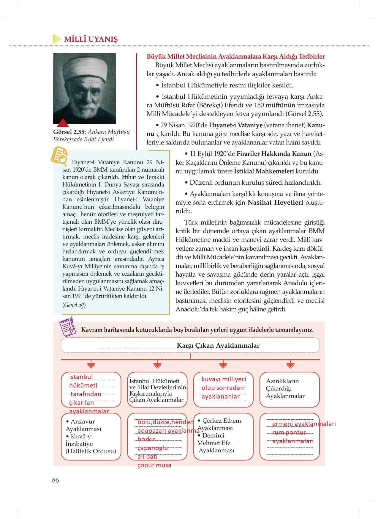 8. Sınıf Meb Yayınları İnkılap Tarihi Ve Atatürkçülük Ders Kitabı Sayfa 86 Cevapları 8. Sınıf Meb Yayınları İnkılap Tarihi Ve Atatürkçülük Ders Kitabı Sayfa 86 Cevapları