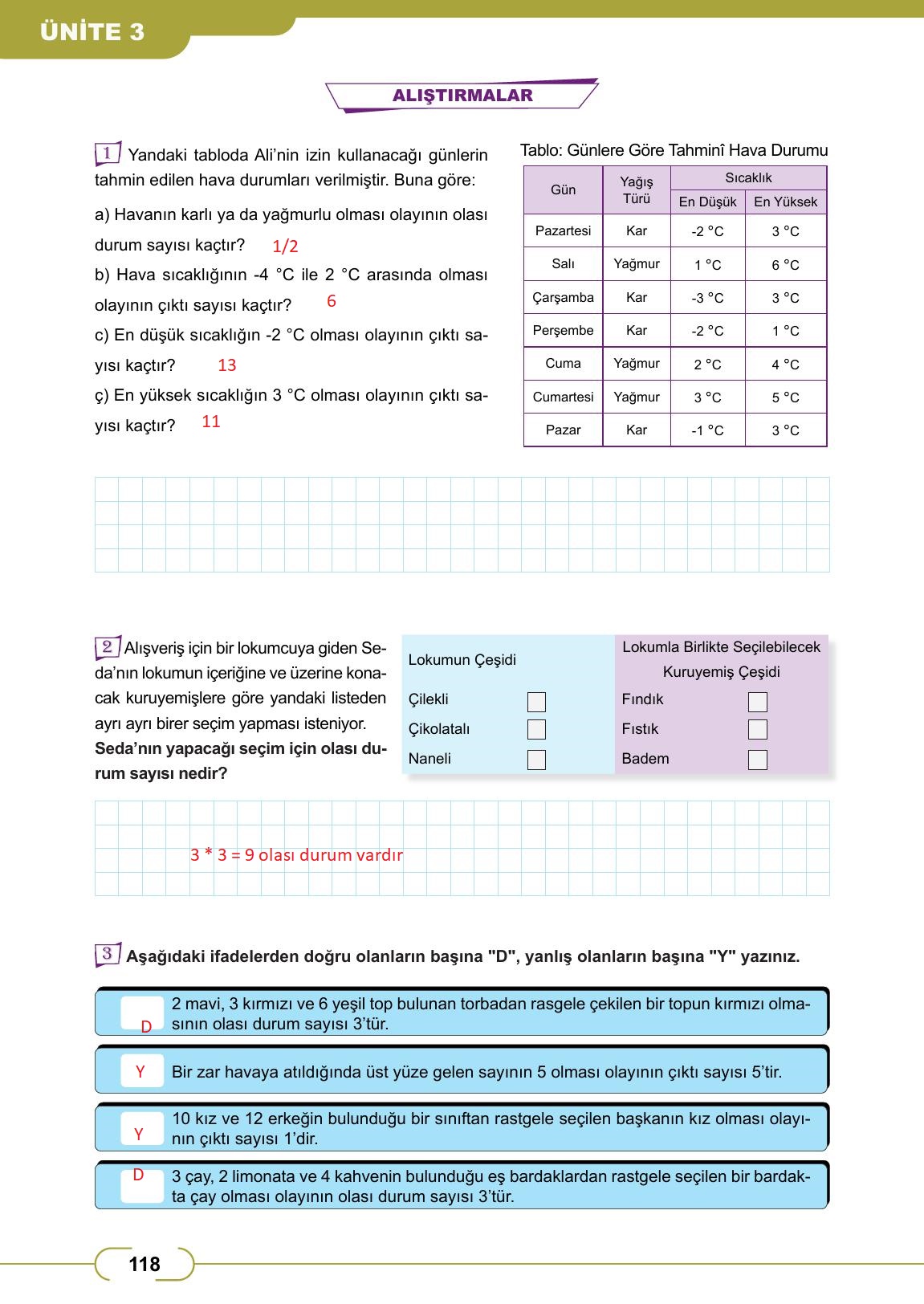 8. Sınıf Meb Yayınları Matematik Ders Kitabı Sayfa 118 Cevapları 8. Sınıf Meb Yayınları Matematik Ders Kitabı Sayfa 118 Cevapları