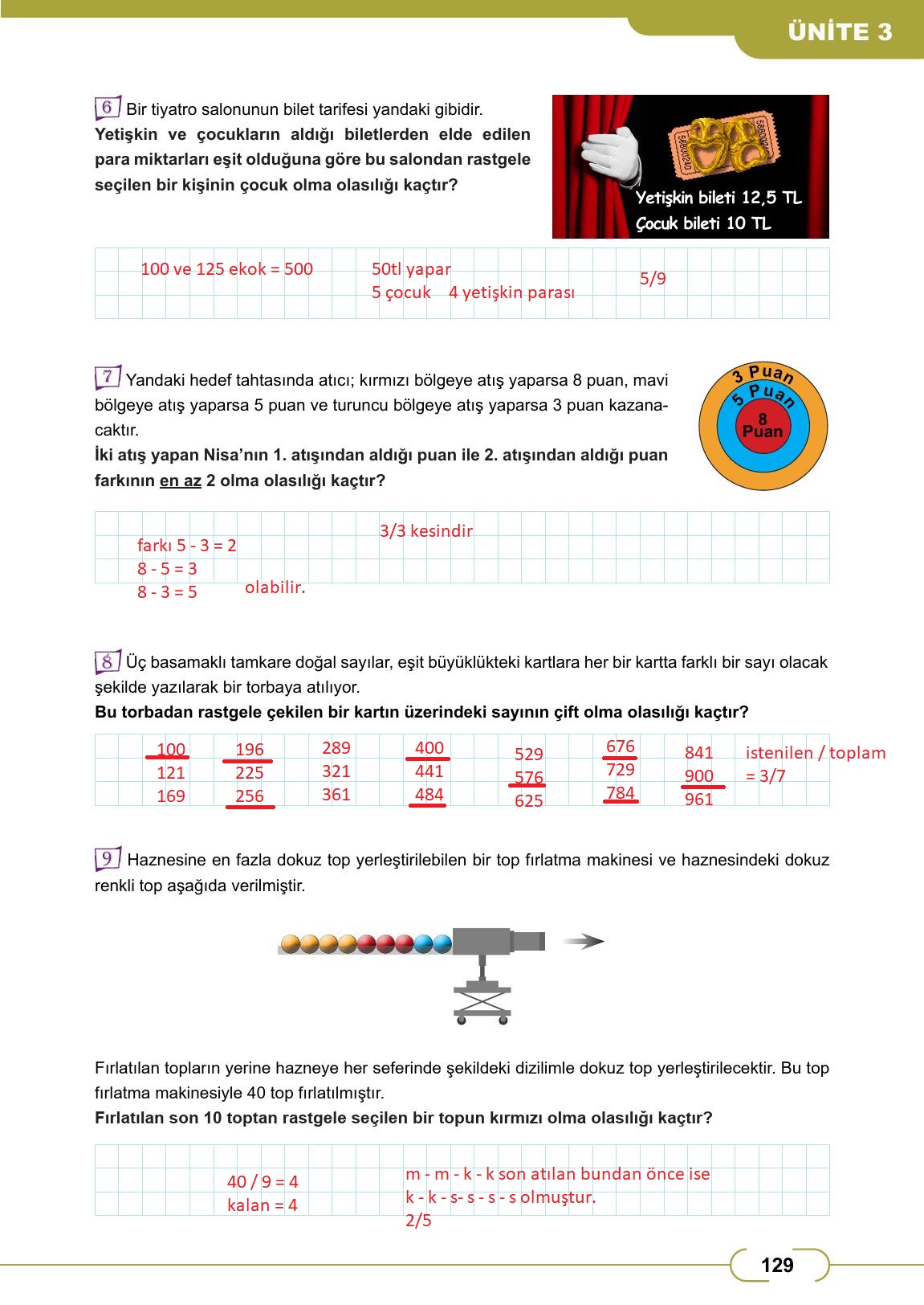 8. Sınıf Meb Yayınları Matematik Ders Kitabı Sayfa 129 Cevapları