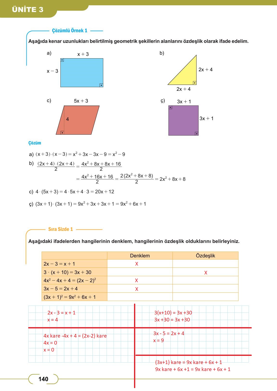 8. Sınıf Meb Yayınları Matematik Ders Kitabı Sayfa 140 Cevapları 8. Sınıf Meb Yayınları Matematik Ders Kitabı Sayfa 140 Cevapları