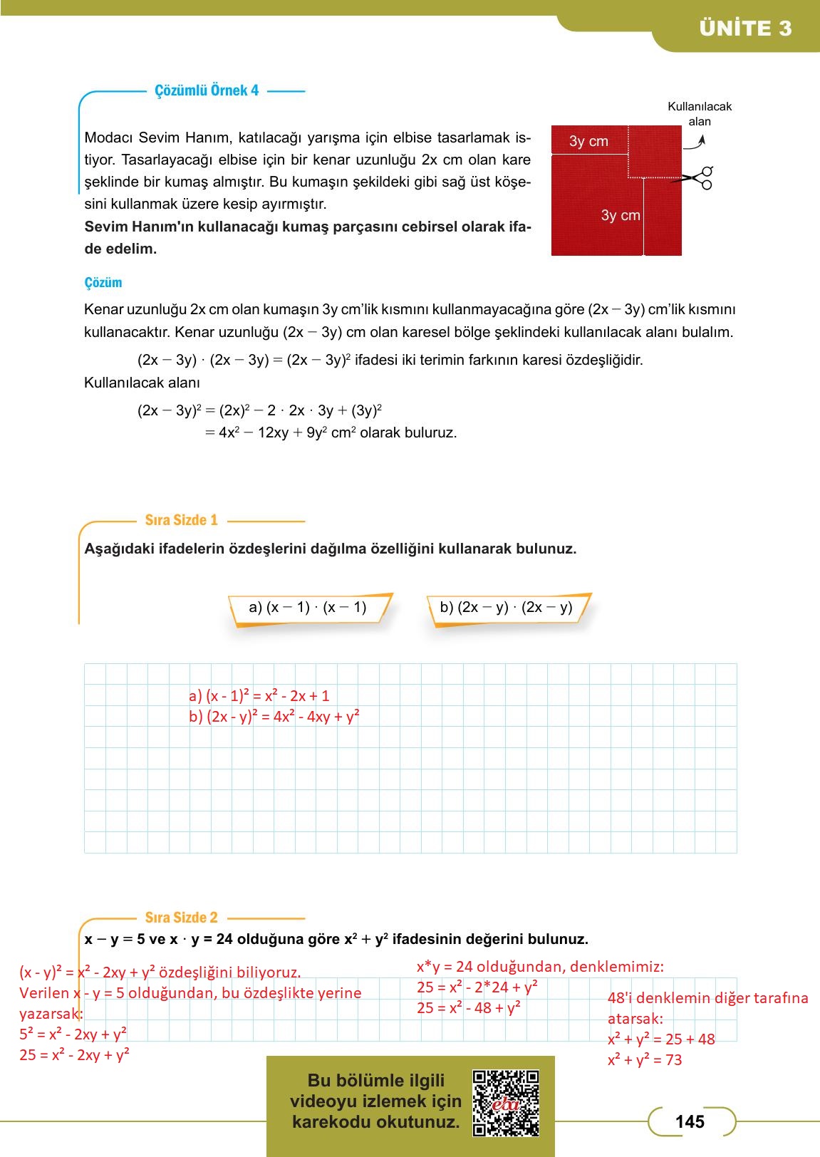 8. Sınıf Meb Yayınları Matematik Ders Kitabı Sayfa 145 Cevapları