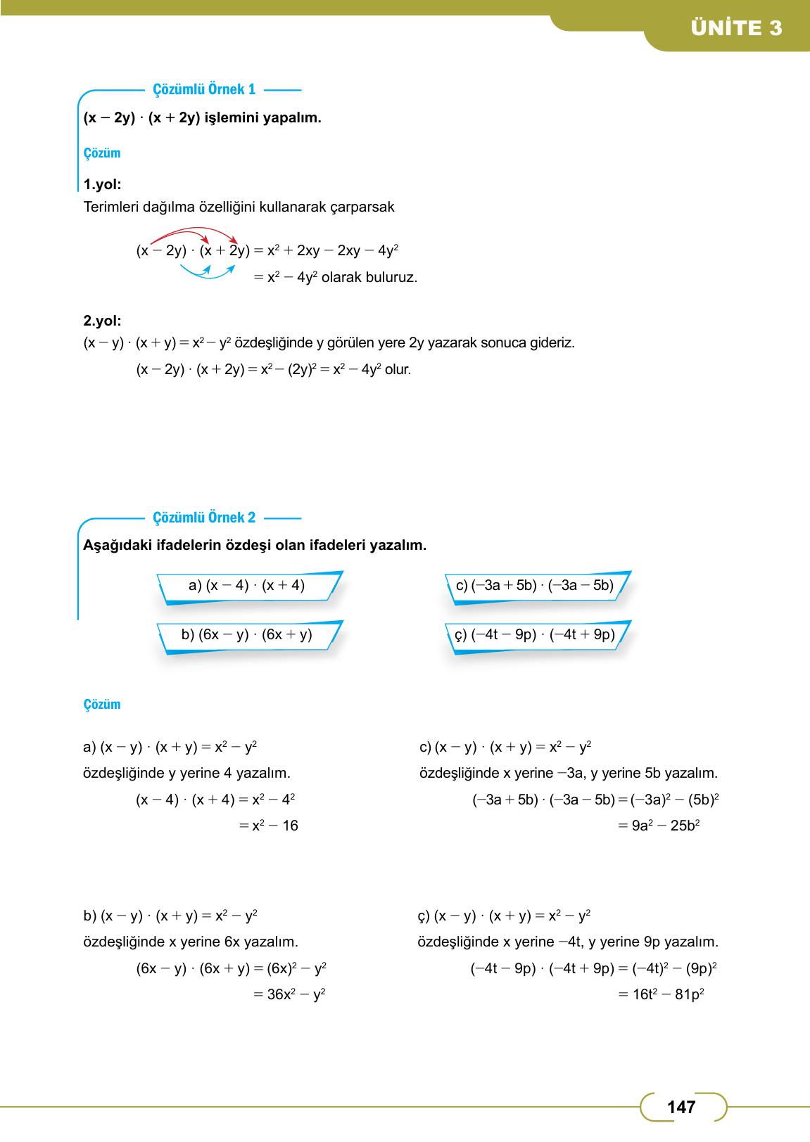 8. Sınıf Meb Yayınları Matematik Ders Kitabı Sayfa 147 Cevapları 8. Sınıf Meb Yayınları Matematik Ders Kitabı Sayfa 147 Cevapları