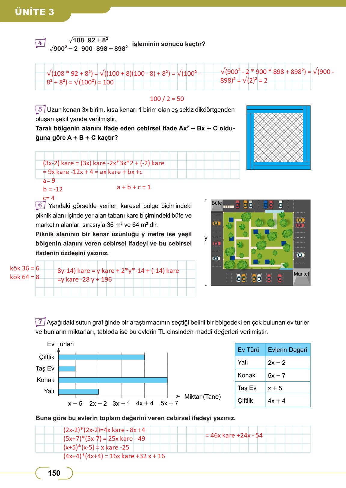8. Sınıf Meb Yayınları Matematik Ders Kitabı Sayfa 150 Cevapları