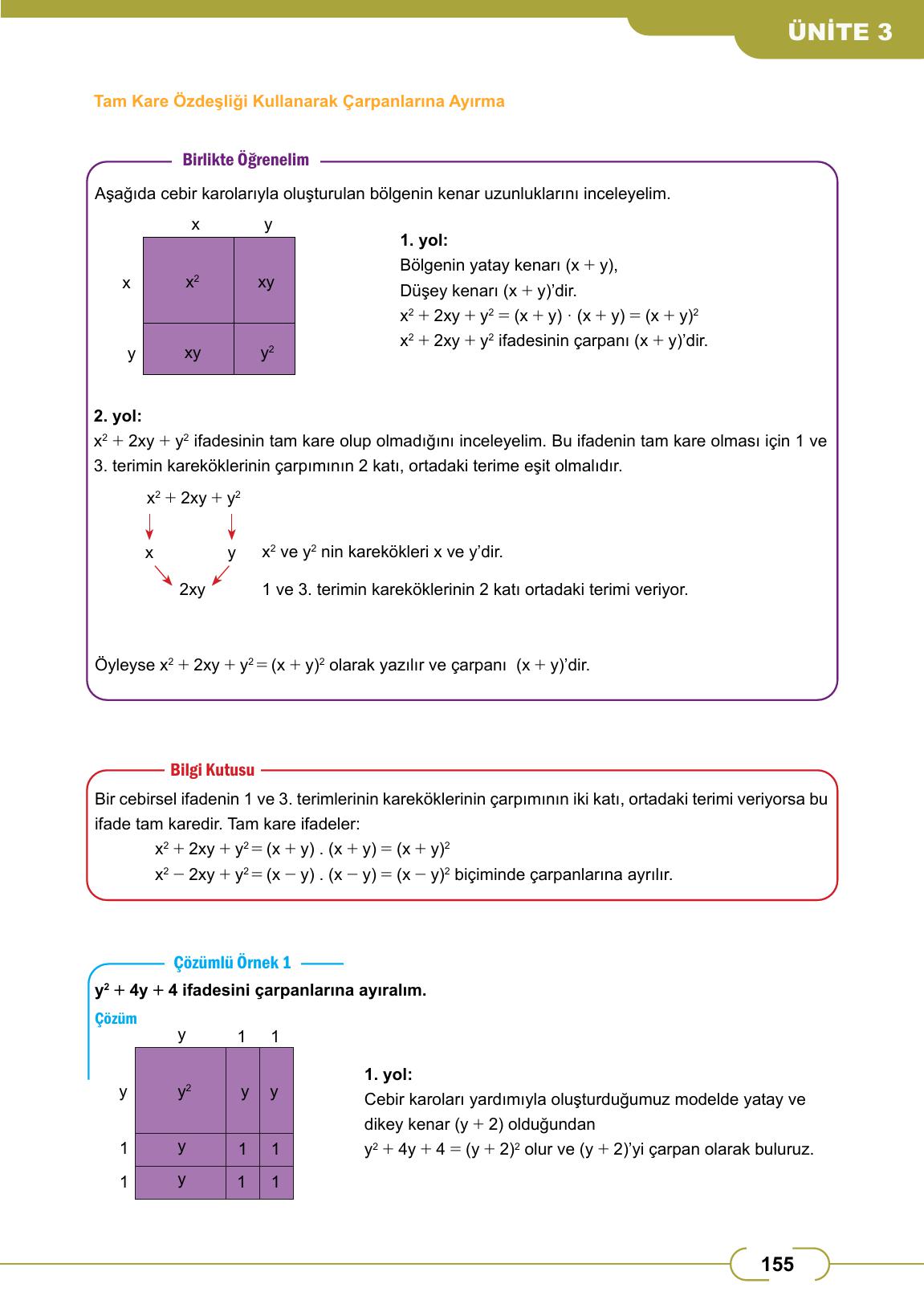 8. Sınıf Meb Yayınları Matematik Ders Kitabı Sayfa 155 Cevapları