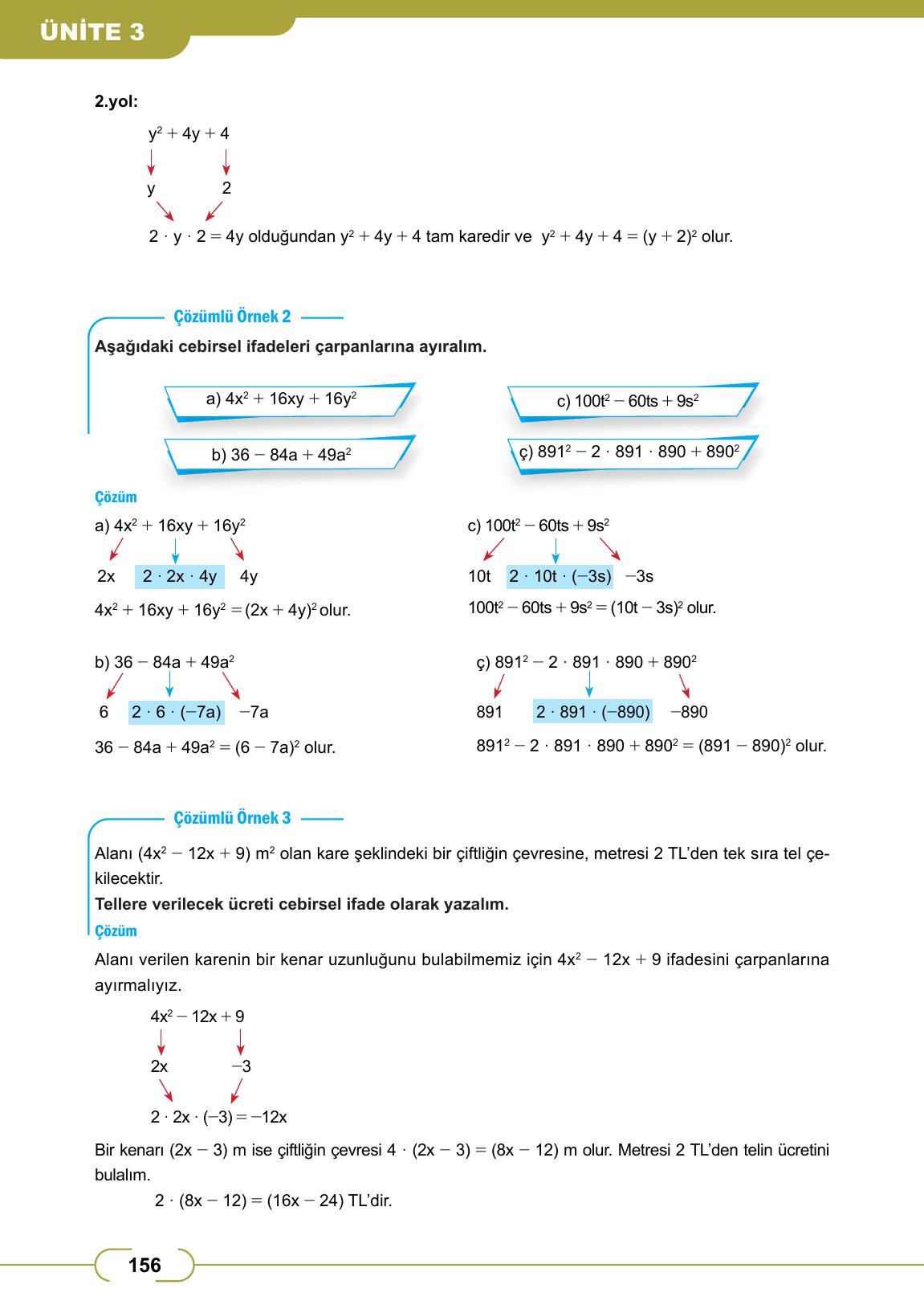 8. Sınıf Meb Yayınları Matematik Ders Kitabı Sayfa 156 Cevapları 8. Sınıf Meb Yayınları Matematik Ders Kitabı Sayfa 156 Cevapları