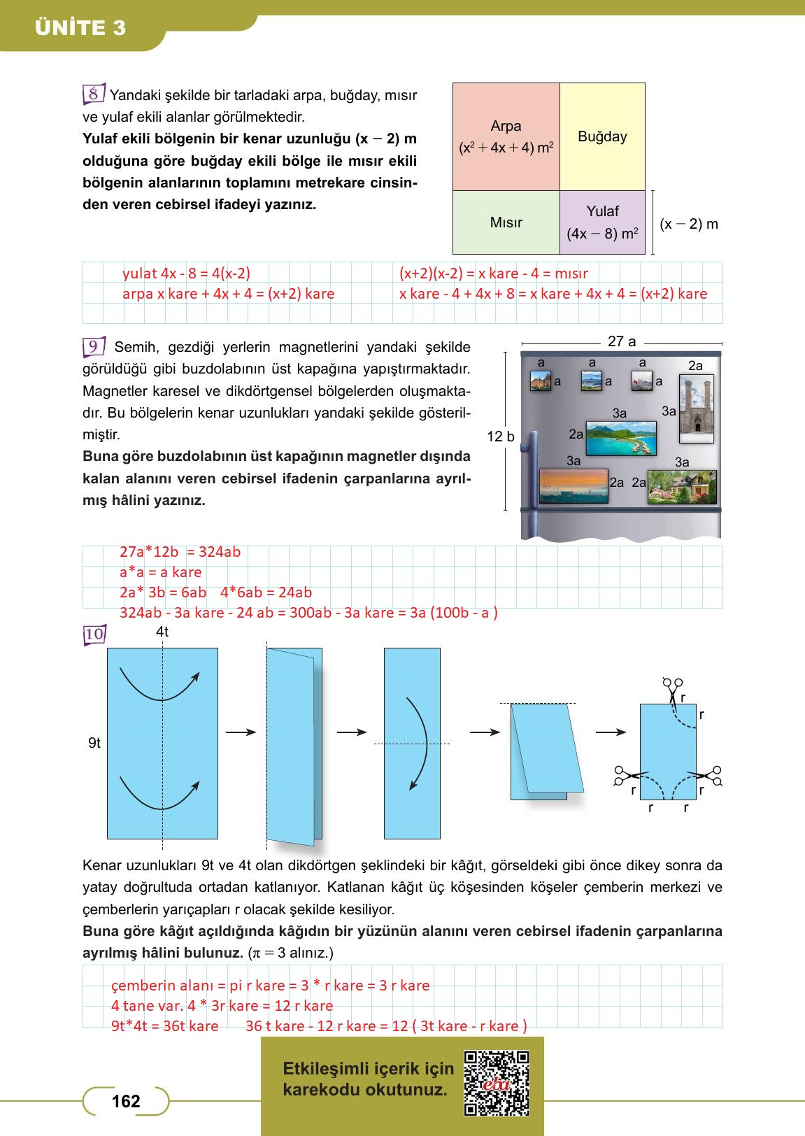 8. Sınıf Meb Yayınları Matematik Ders Kitabı Sayfa 162 Cevapları