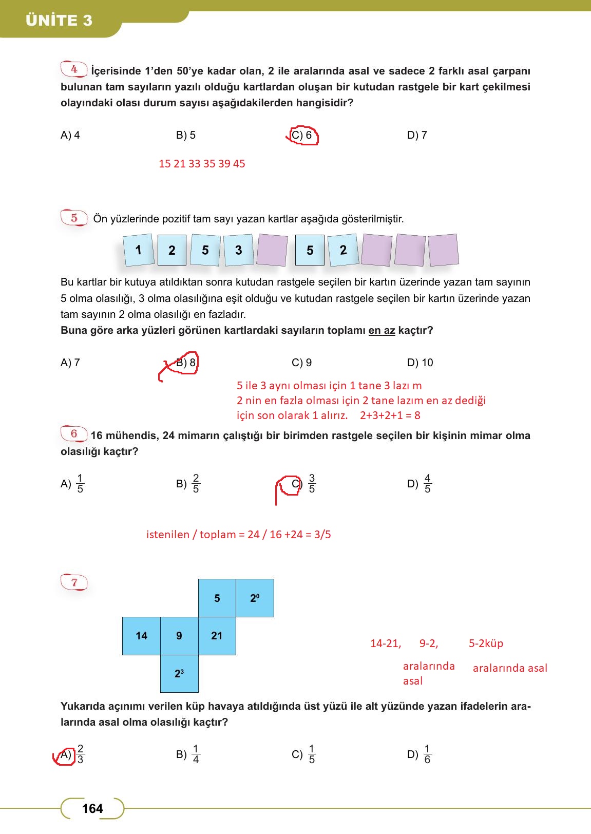 8. Sınıf Meb Yayınları Matematik Ders Kitabı Sayfa 164 Cevapları