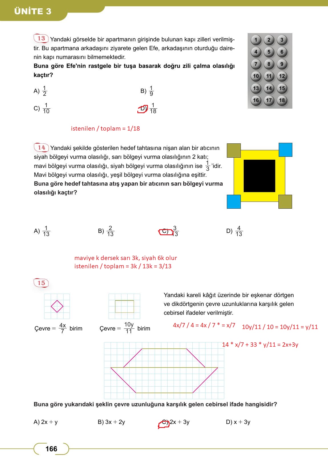 8. Sınıf Meb Yayınları Matematik Ders Kitabı Sayfa 166 Cevapları