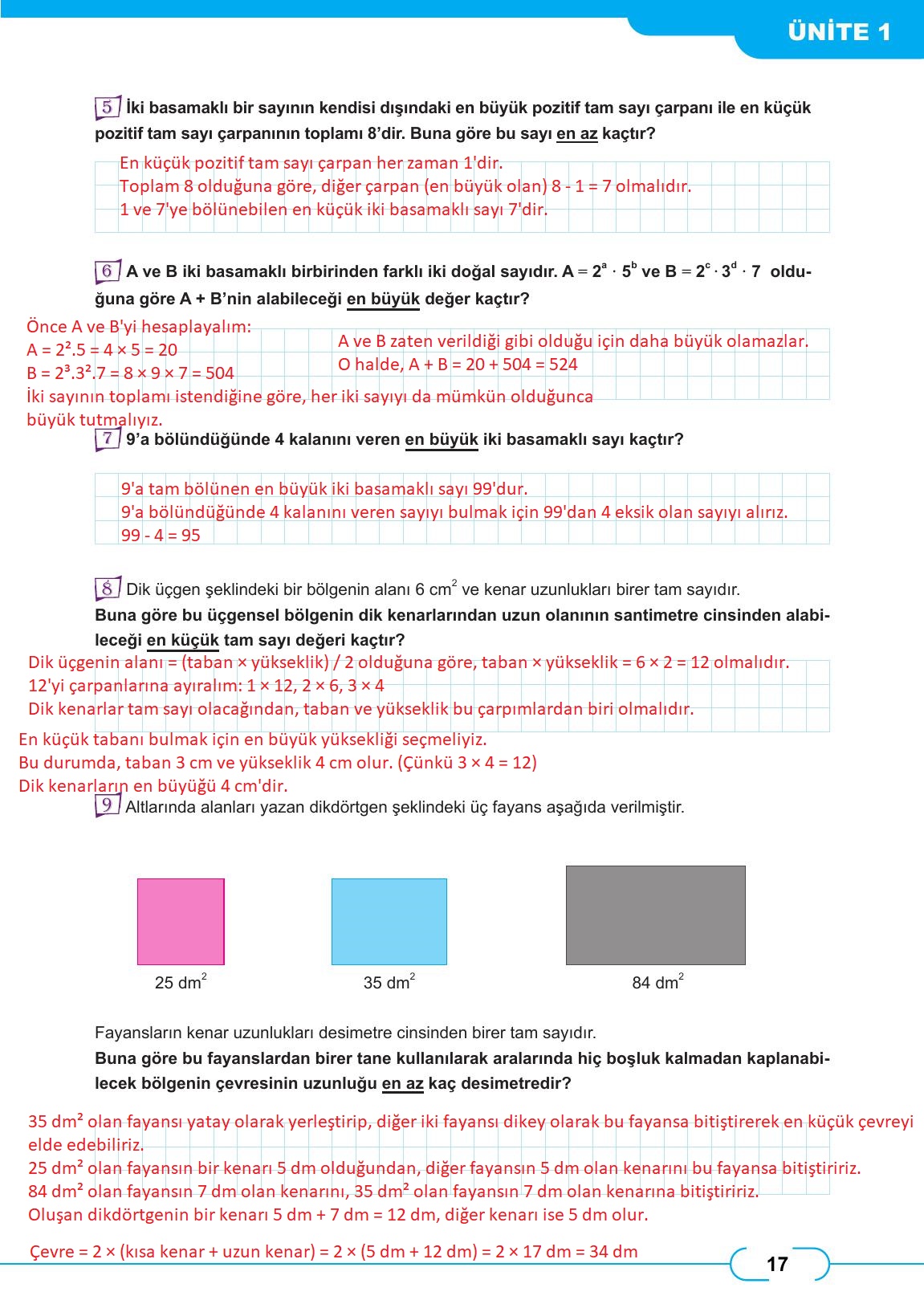 8. Sınıf Meb Yayınları Matematik Ders Kitabı Sayfa 17 Cevapları