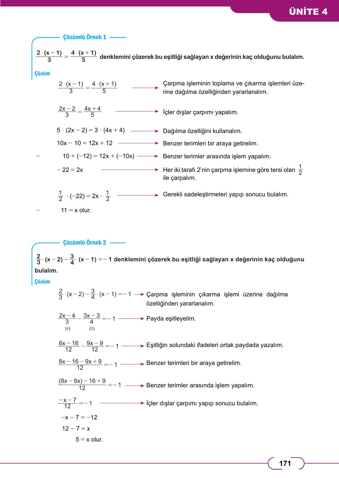 8. Sınıf Meb Yayınları Matematik Ders Kitabı Sayfa 171 Cevapları
