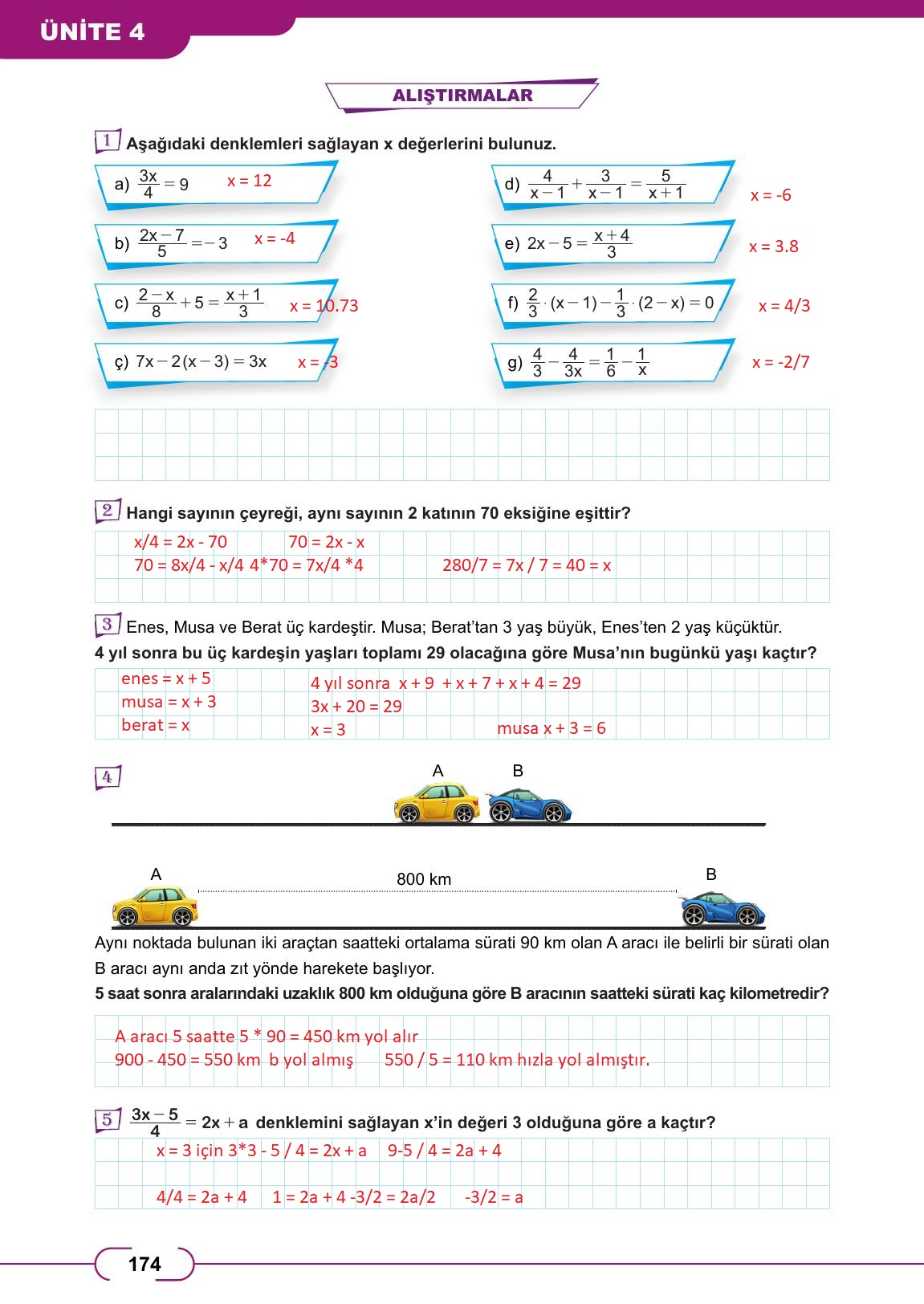 8. Sınıf Meb Yayınları Matematik Ders Kitabı Sayfa 174 Cevapları