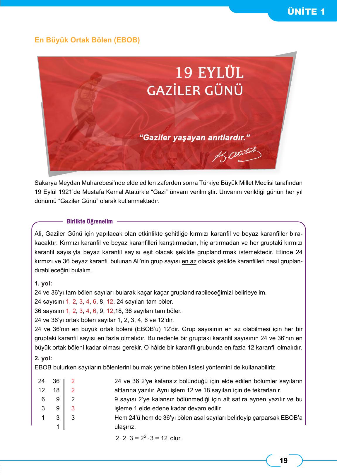 8. Sınıf Meb Yayınları Matematik Ders Kitabı Sayfa 19 Cevapları