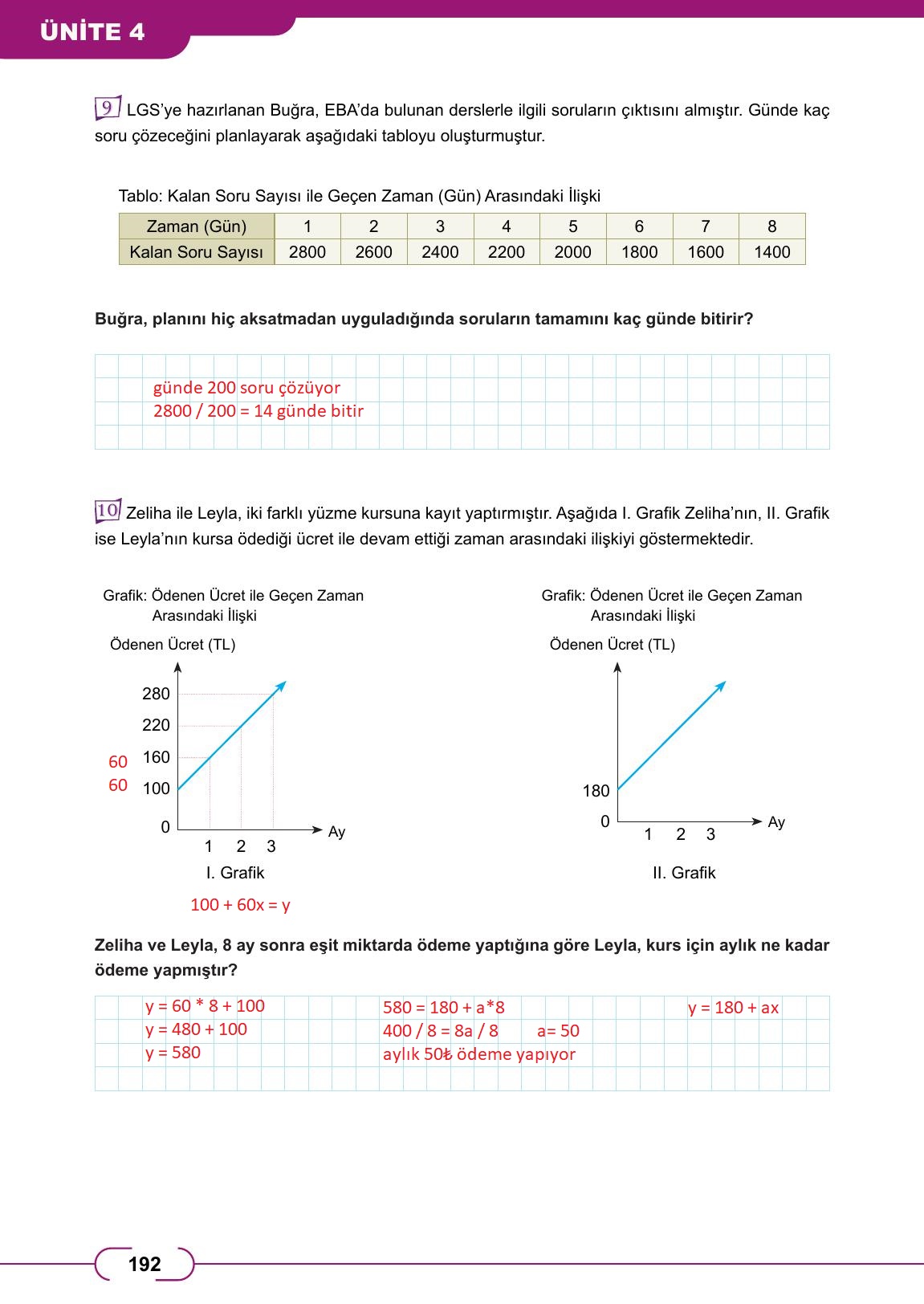 8. Sınıf Meb Yayınları Matematik Ders Kitabı Sayfa 192 Cevapları