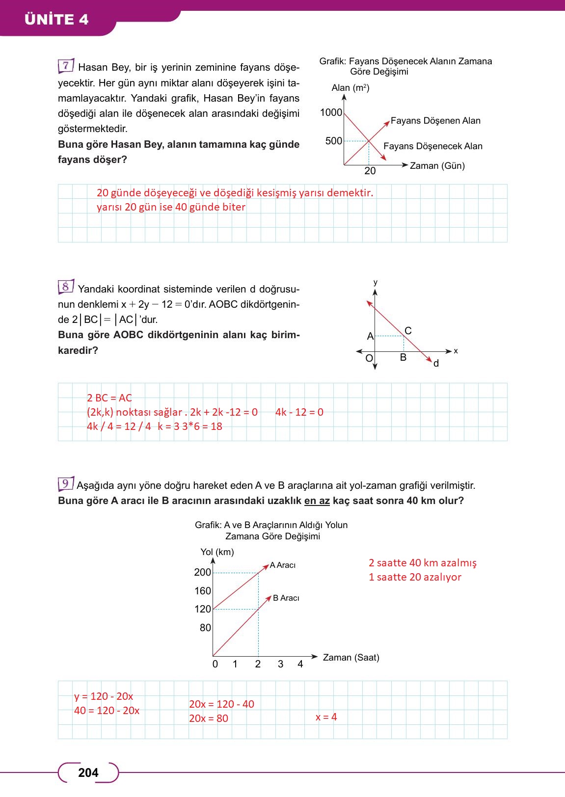 8. Sınıf Meb Yayınları Matematik Ders Kitabı Sayfa 204 Cevapları